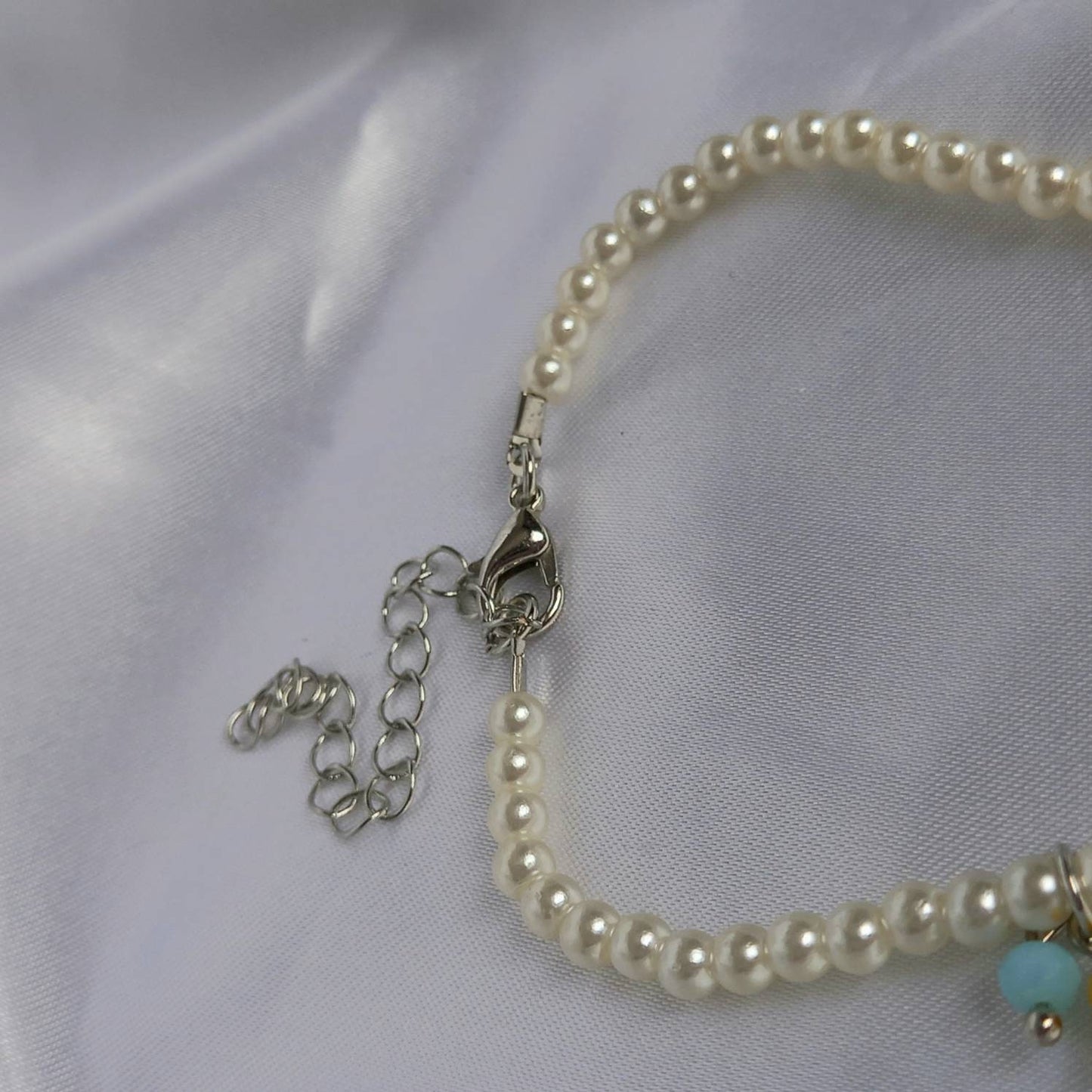 Faux Pearl Bracelet - Pearl Jewellery,Blue Bead Bracelets,Blue Bracelets In The UK,Blue Beaded Bracelets,Blue Bead Jewellery In The UK