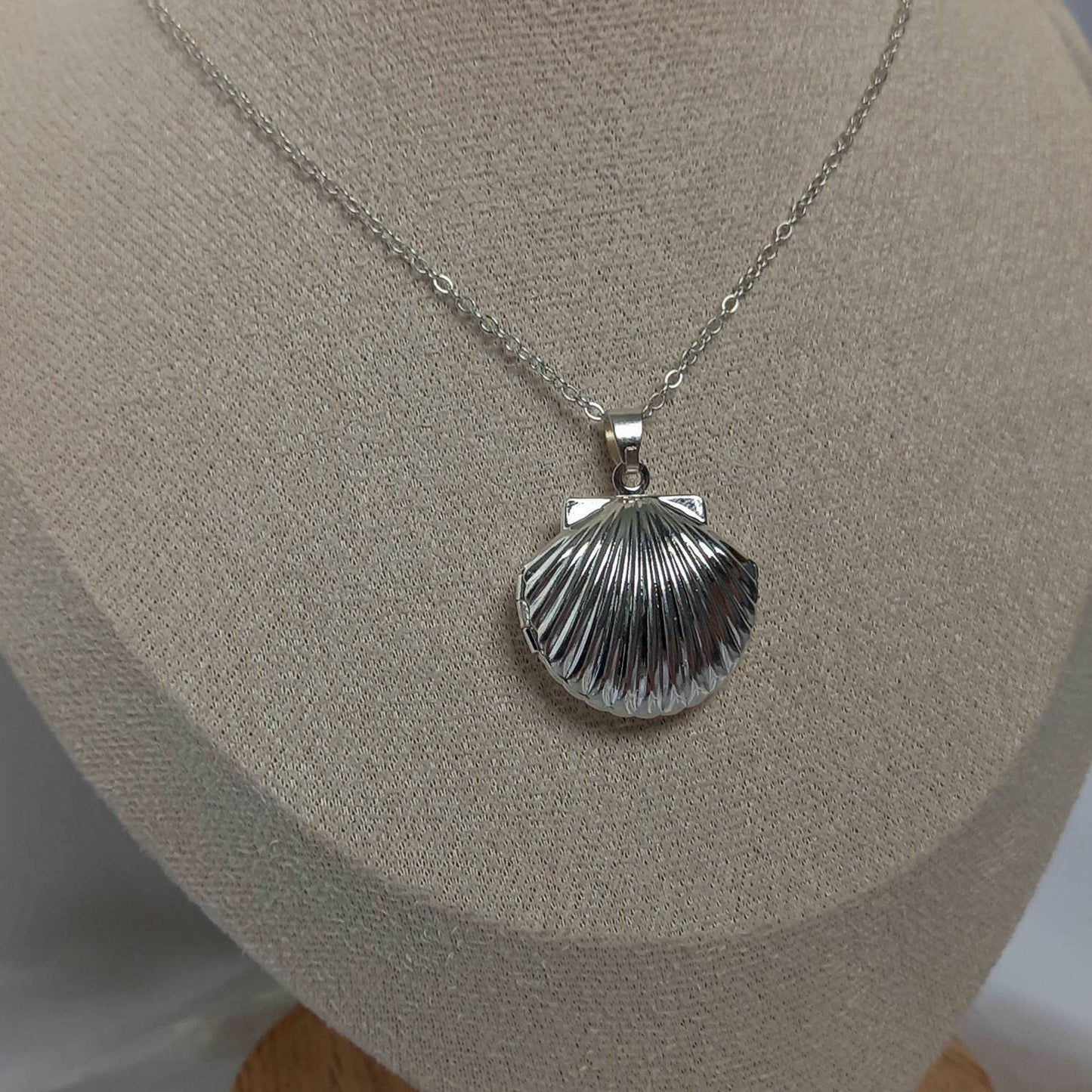 Silver Shell Locket Necklace