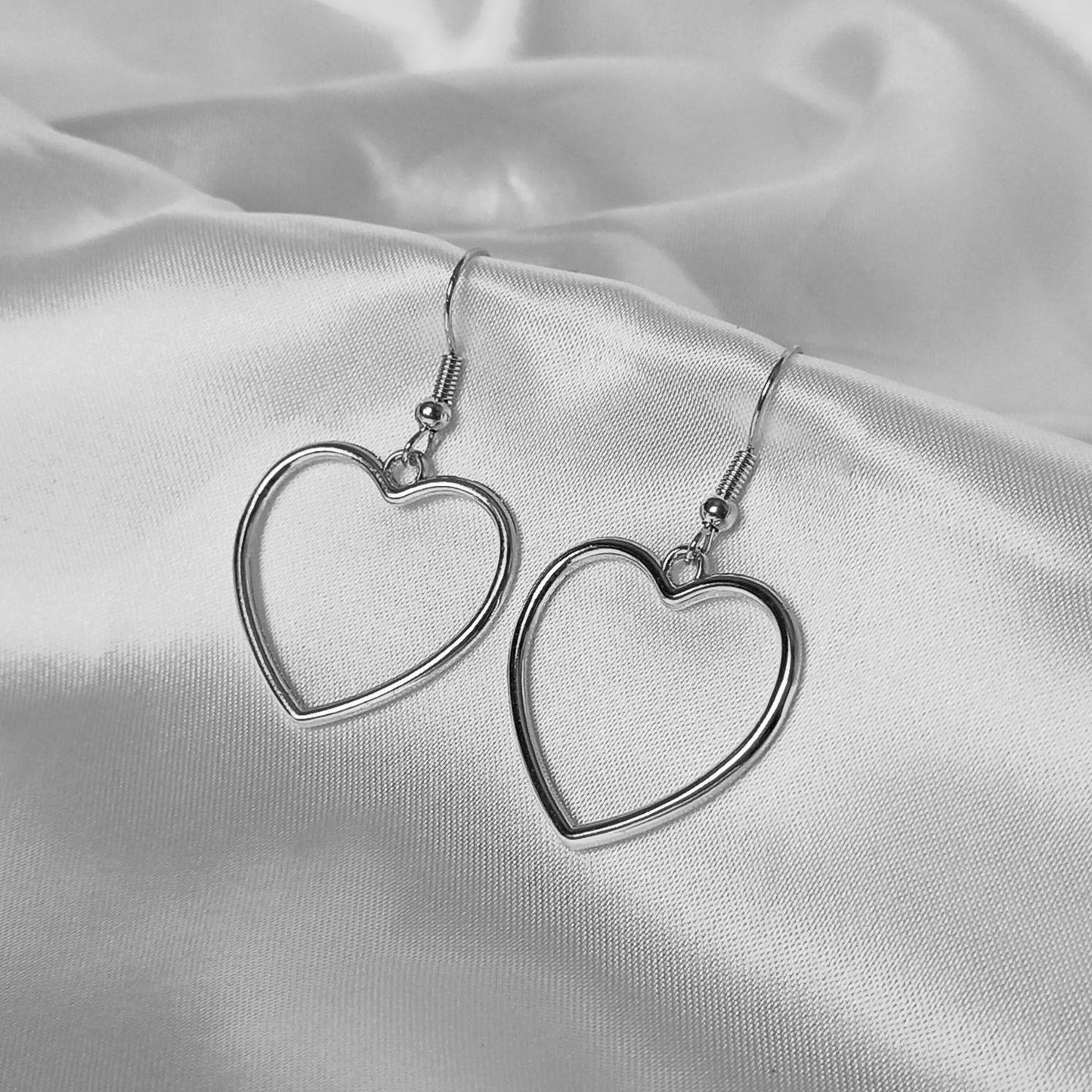 Silver Heart Drop Earrings - Silver Heart Earrings,Silver Heart Jewellery,Silver Earrings In The UK,Silver Jewellery In The UK,Love Earrings