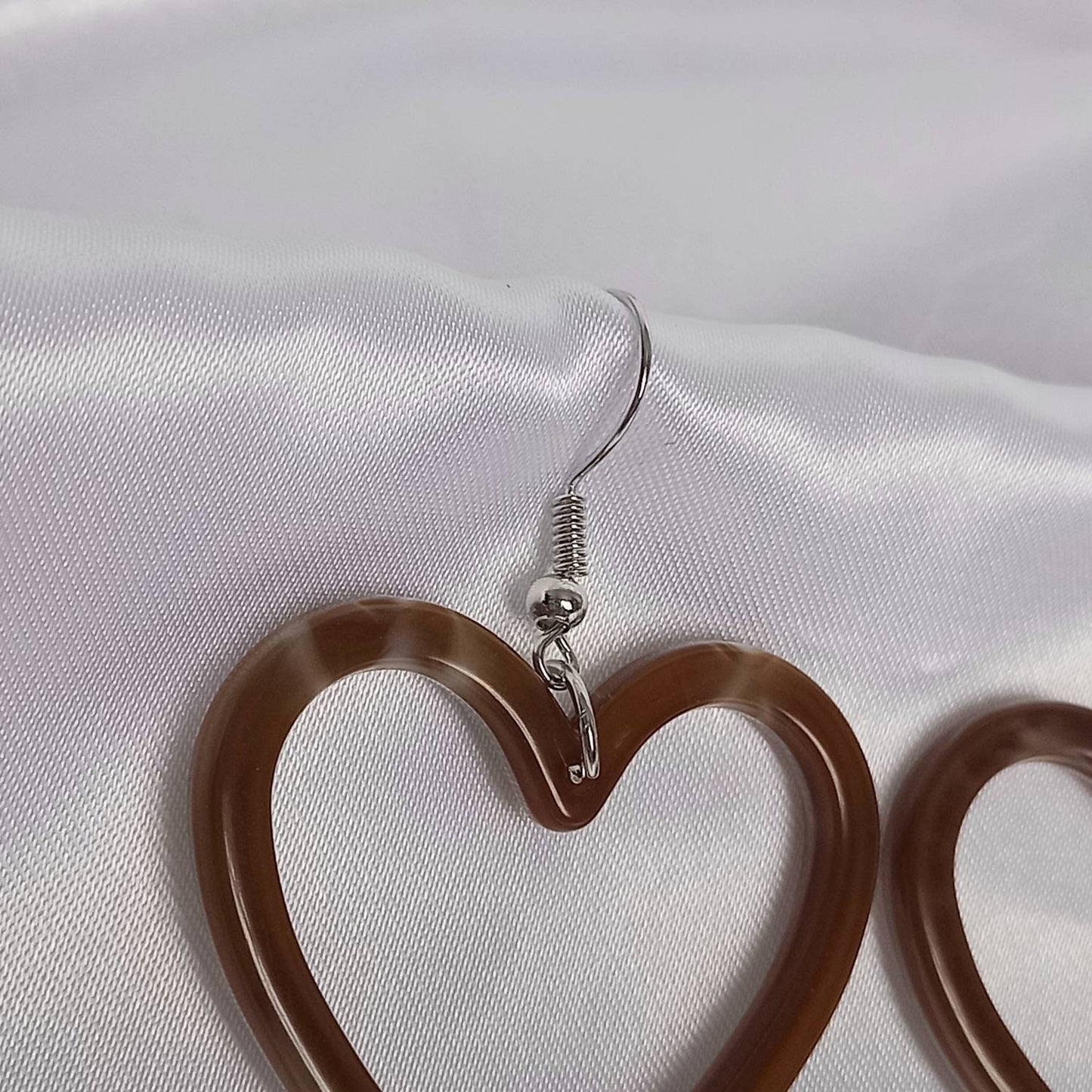 Brown Resin Heart Earrings - Resin Earrings,Brown Heart Earrings,Resin Heart Earrings In The UK,Brown Earrings In The UK,Brown Jewellery