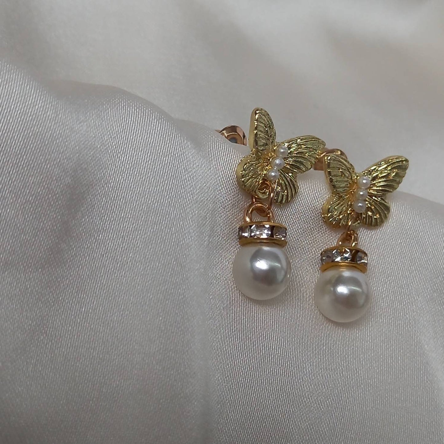 Gold Butterfly Stud Earrings - Bead Earrings,Butterfly Earrings,Small Gold Earrings In The UK,Small Gold Butterfly Jewellery In The UK