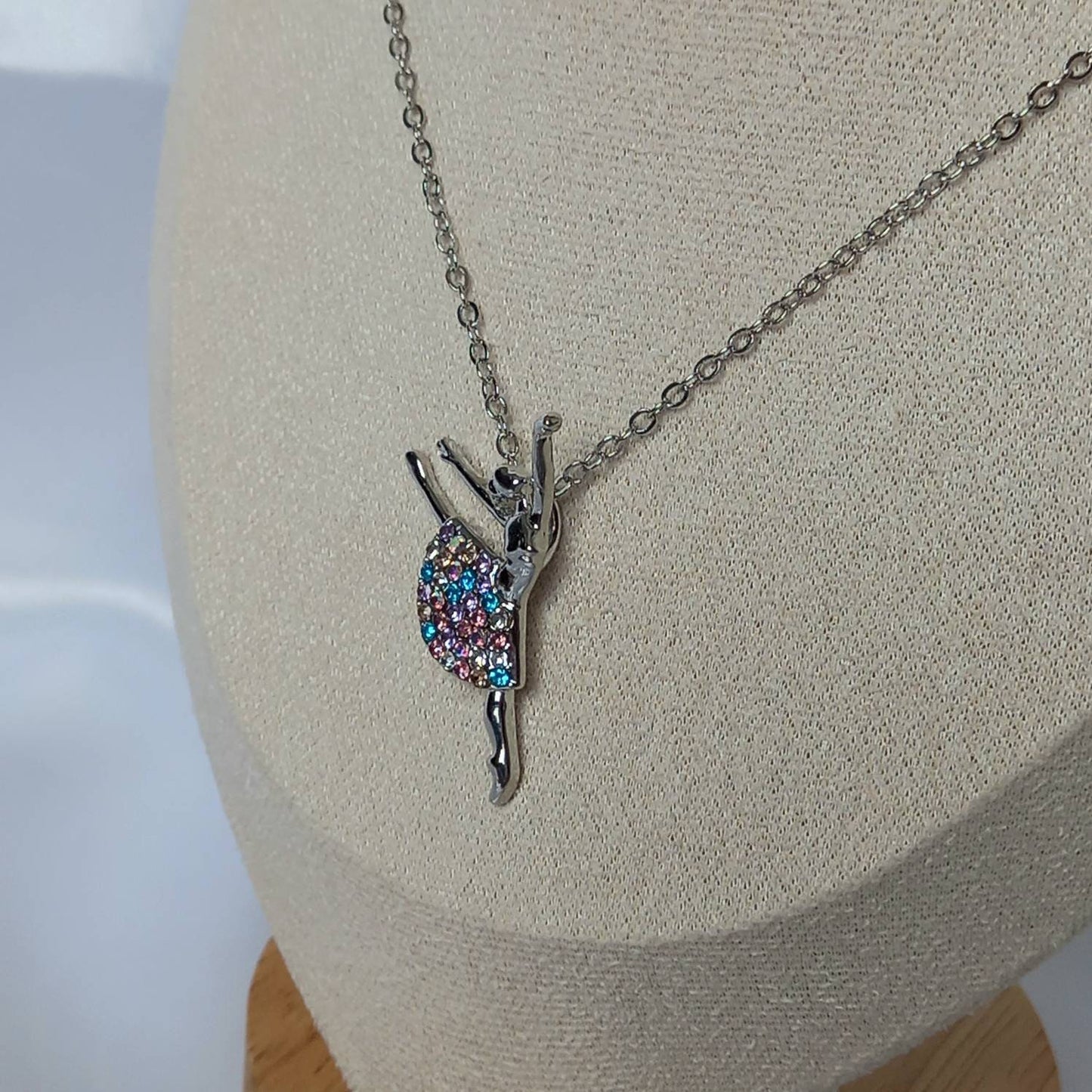 Silver Ballerina Chain Necklace - Silver Necklaces In The UK,Dancer Necklace,Dancer Jewellery In The UK,Fine Silver Necklace,Ballet Necklace