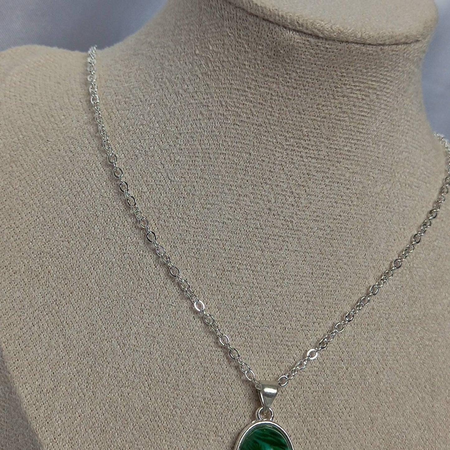 Silver & Green Charm Necklace - Green Necklaces,Emerald Green Jewellery,Silver Necklaces In The UK,Silver Jewellery In The UK,Green Stone