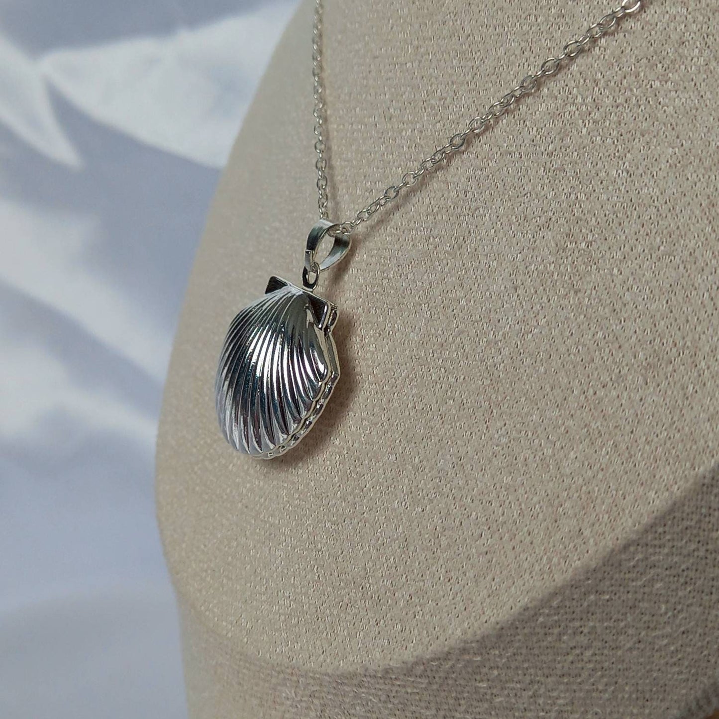 Silver Shell Locket Necklace