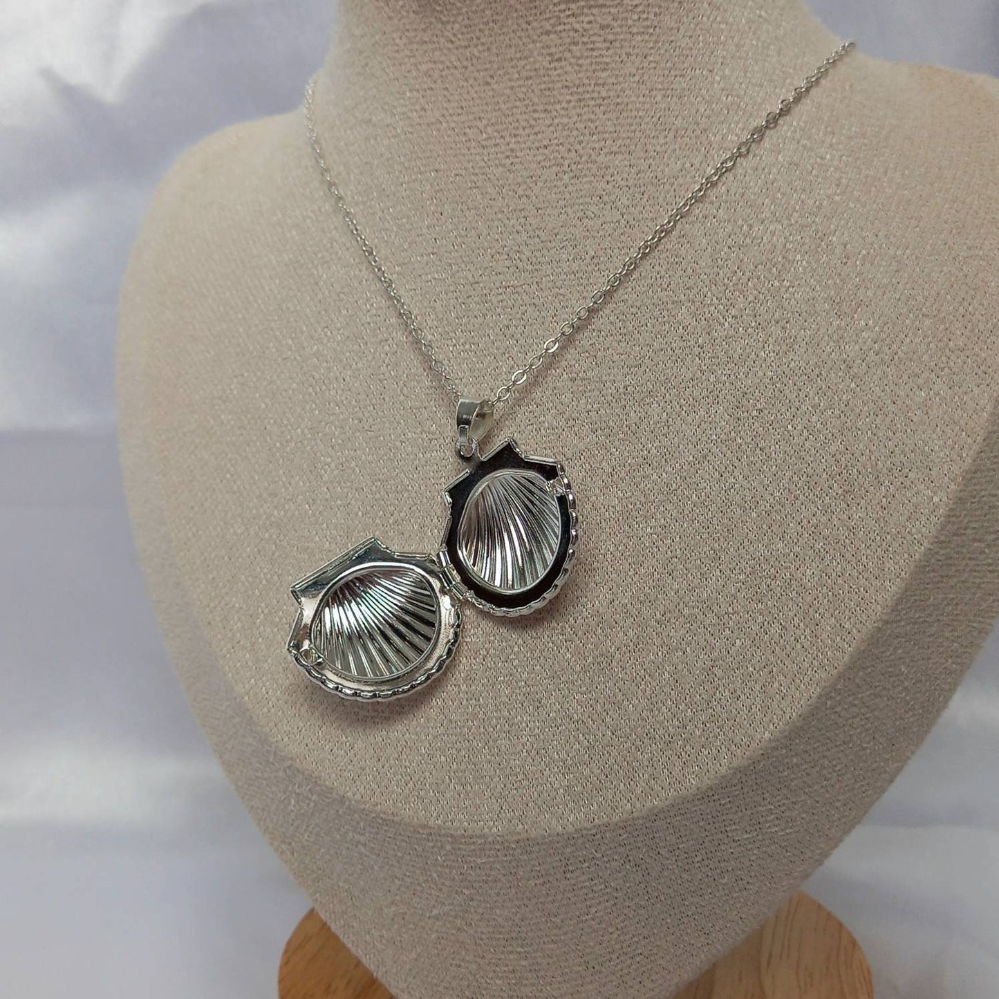Silver Shell Locket Necklace
