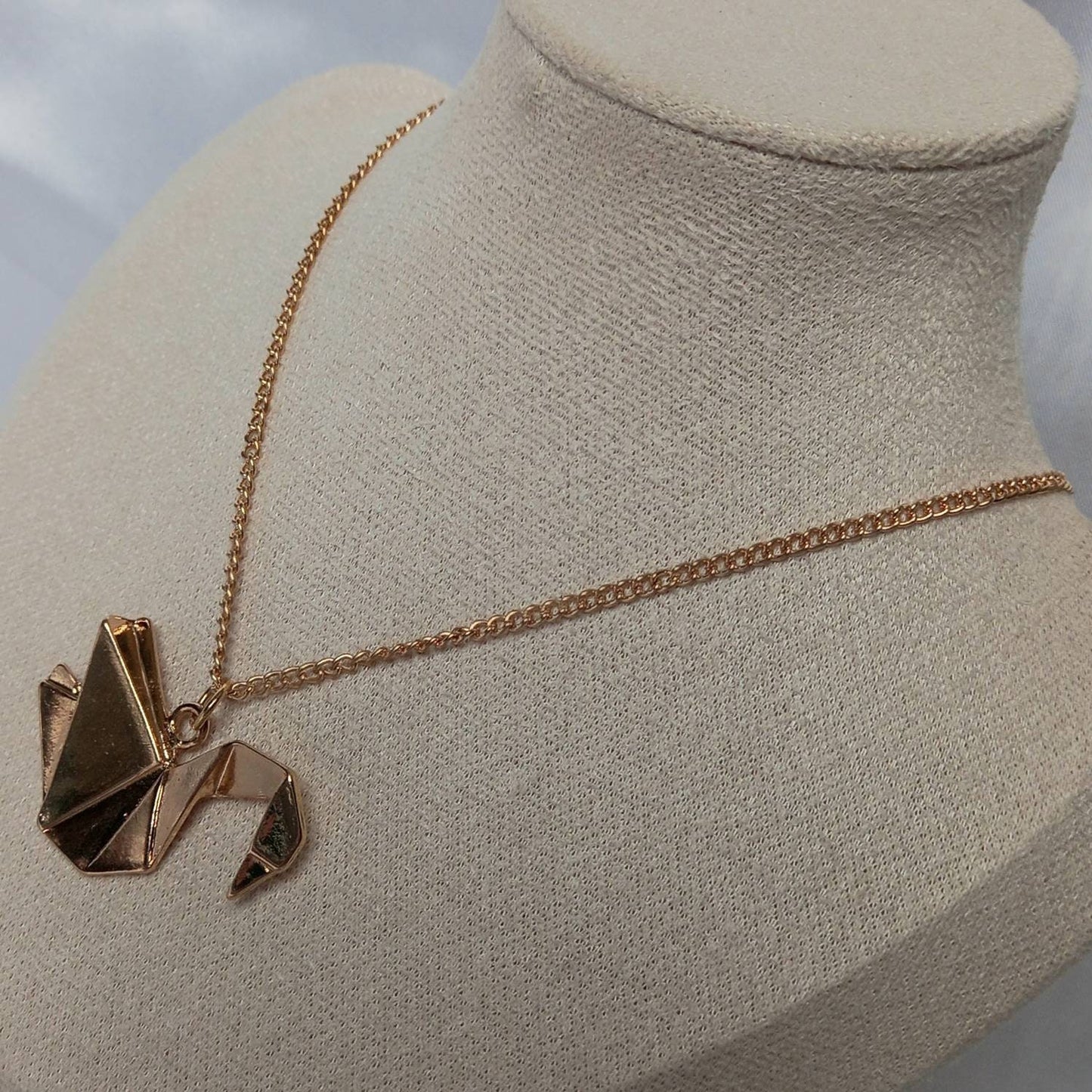 Gold Plated Origami Swan Necklace - Swan Charm,Gold Jewellery In The UK,Gold Necklaces In The UK,Charm Necklace,Origami Charm Necklace,Swans