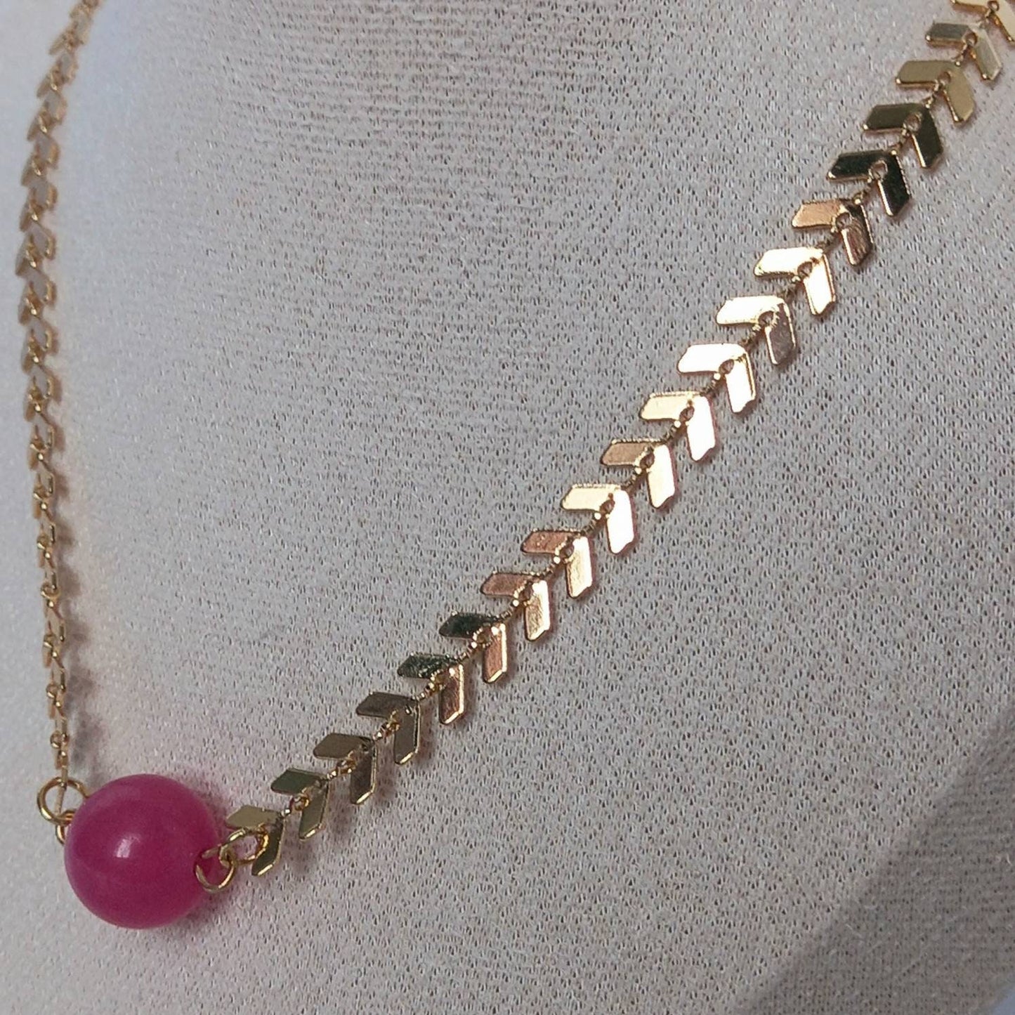 Gold Beaded Choker Necklace - Gold Necklaces,Pink Beaded Necklaces,Pink Necklace,Gold Jewellery In The UK,Gold Choker Necklaces In The UK