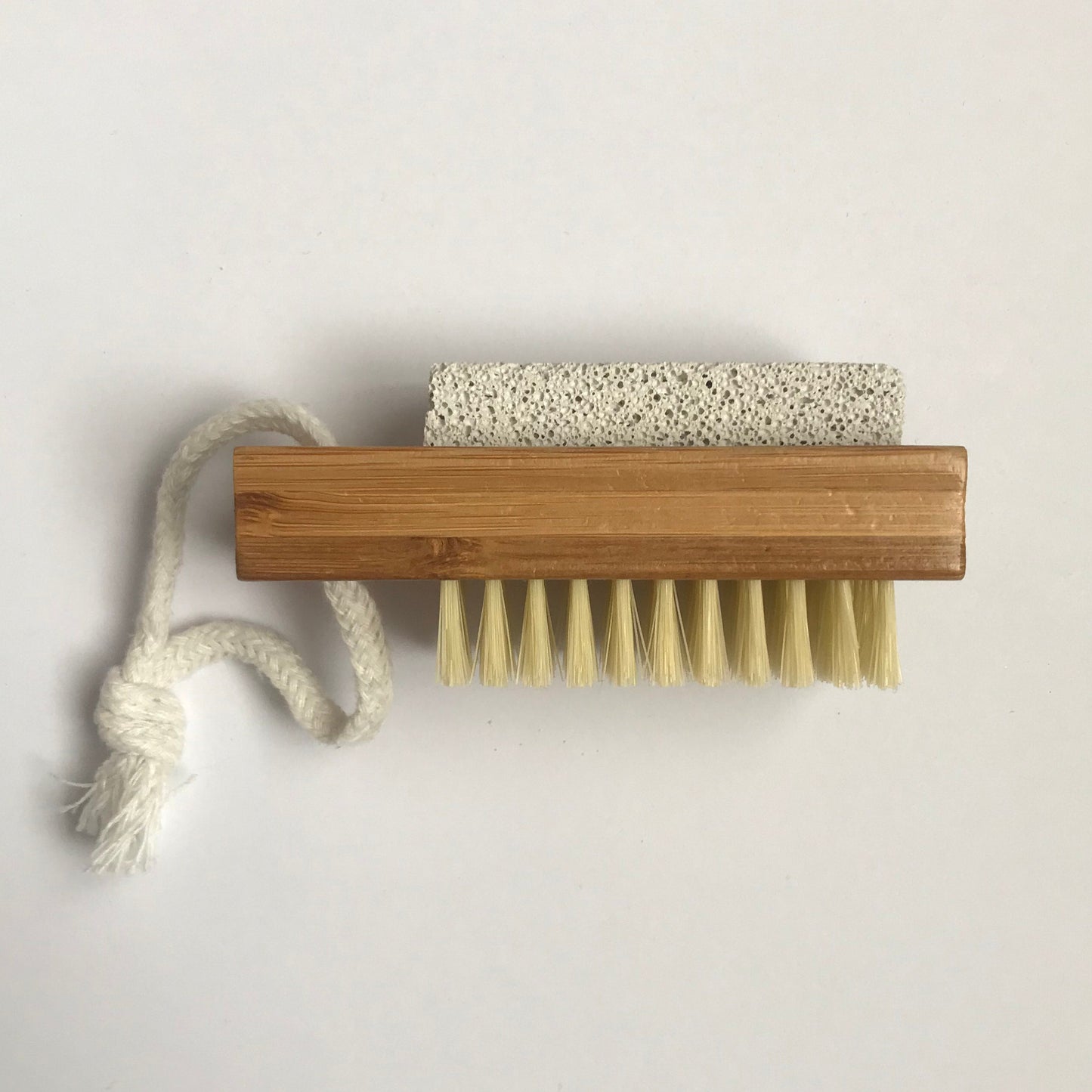 Bamboo Nail Brush & Pumice Stone - Natural, Bath Accessory, Pumice Foot Stone, Bristle Brush, Foot Exfoliation, Nail Care, Compostable