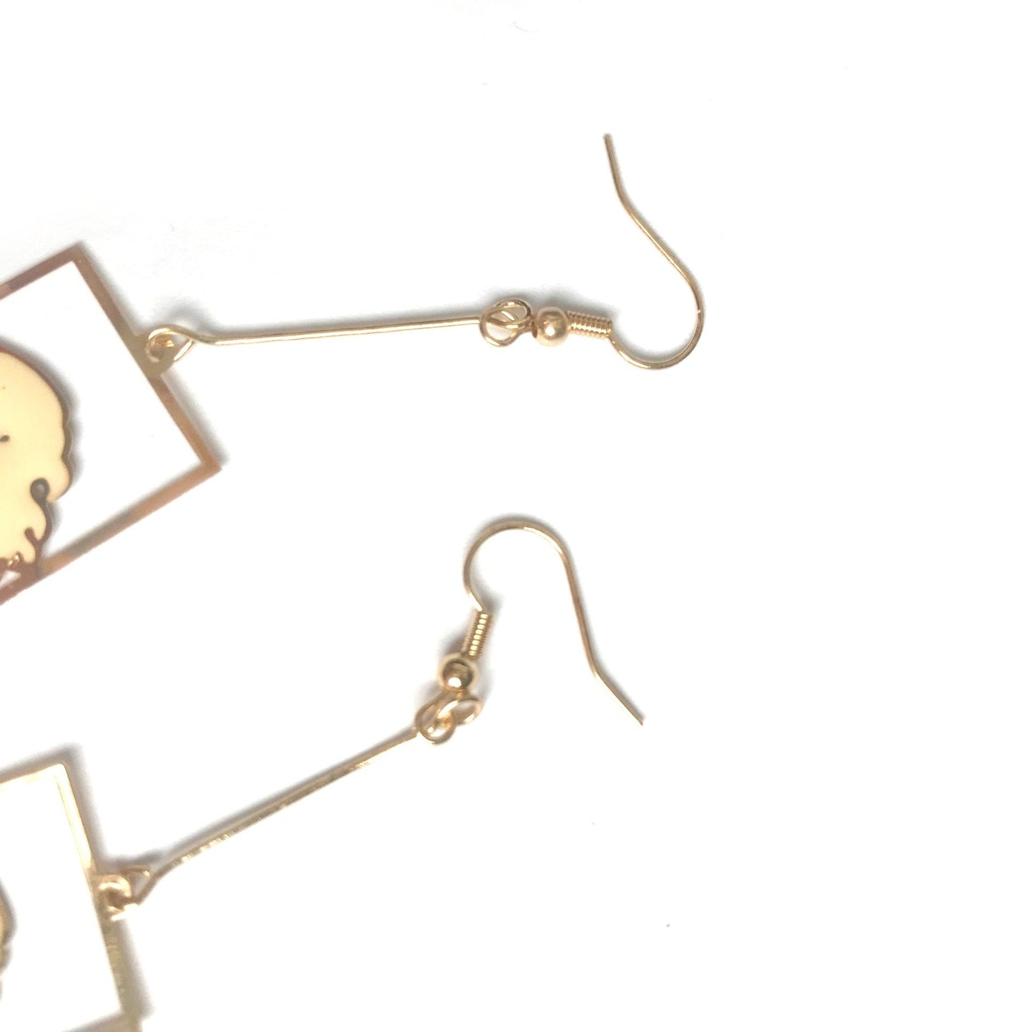 Gold Wave Design Rectangle Drop Earrings - Fish Hook Closure,High Polished,Hanging Jewellery,Accessories,Wave Earrings,Wave Jewlellery,Beach