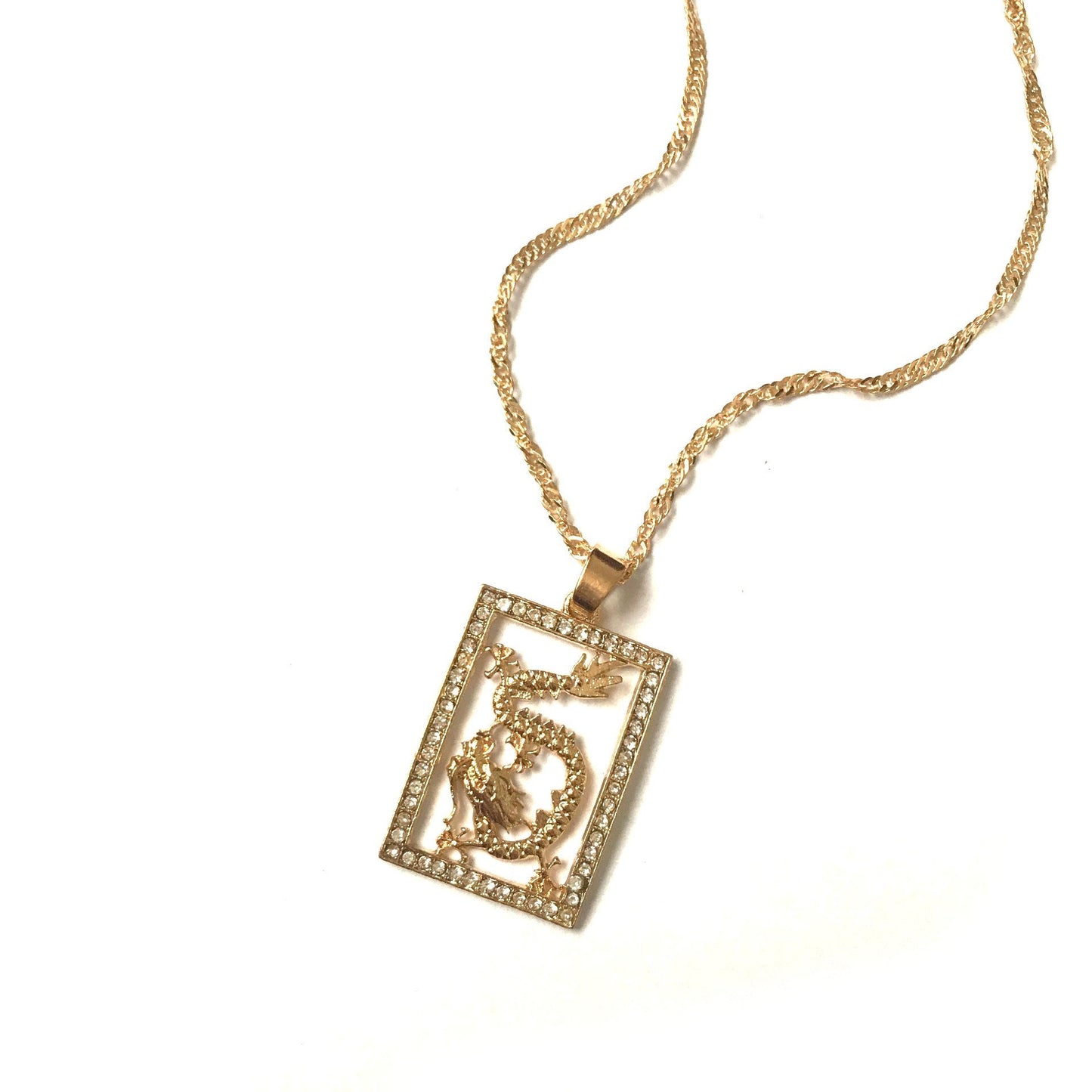 Gold Plated Dragon Necklace - Medallion, Jewellery, Accessories, Pendant Necklace, Drop Necklace, Charm Necklace,Dragon Charm Necklace