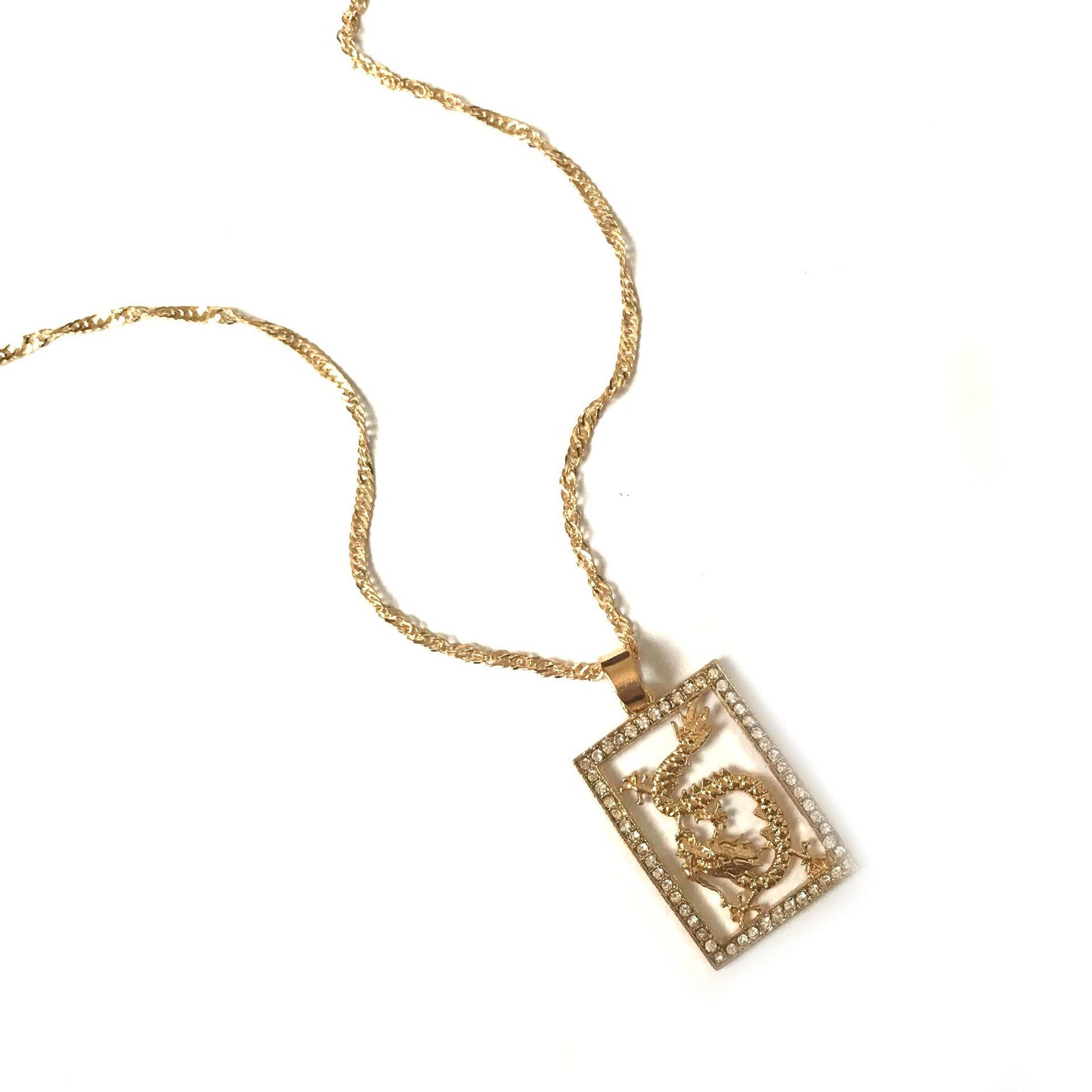 Gold Plated Dragon Necklace - Medallion, Jewellery, Accessories, Pendant Necklace, Drop Necklace, Charm Necklace,Dragon Charm Necklace