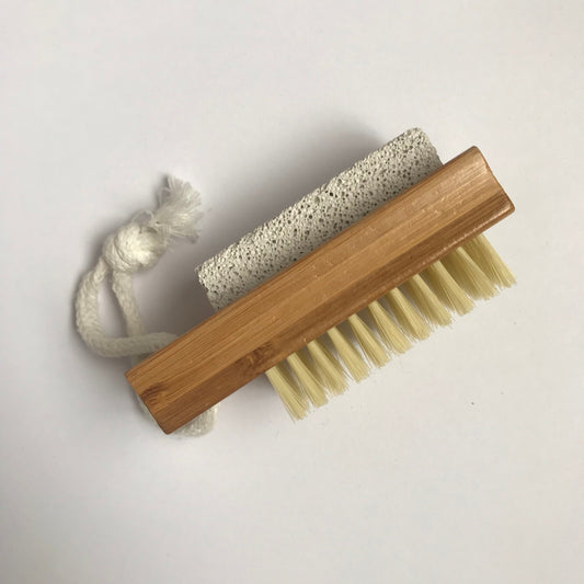 Bamboo Nail Brush & Pumice Stone - Natural, Bath Accessory, Pumice Foot Stone, Bristle Brush, Foot Exfoliation, Nail Care, Compostable