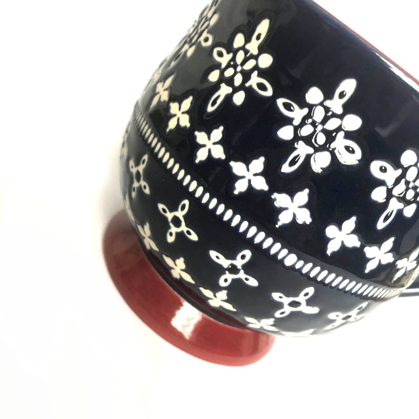 Large Navy Blue Pattern Mug - Coffee Cup, Gifts For Her, Herbal Tea Cup, Mosaic Style, Tapas Style, Moorish Style, Burgundy & Blue Mug