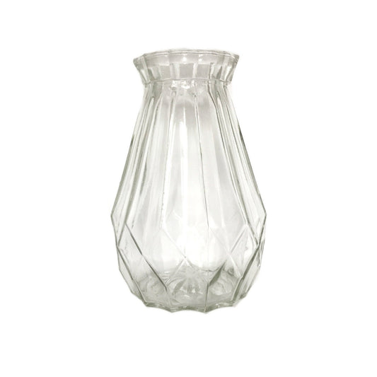 Diamond Clear Glass Vase - Decorative Bottle, vintage, Art Deco Style, Gift, Glassware, Flower Arranging, Homeware, Flowers, geometric