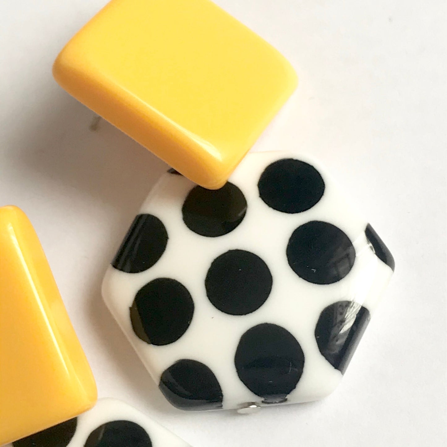 Bold Mustard Yellow & Spotty Drop Earrings - Mustard Earrings, Hanging Jewellery, Accessories, Minimalist Jewellery,Polka Dot Earrings,Spots