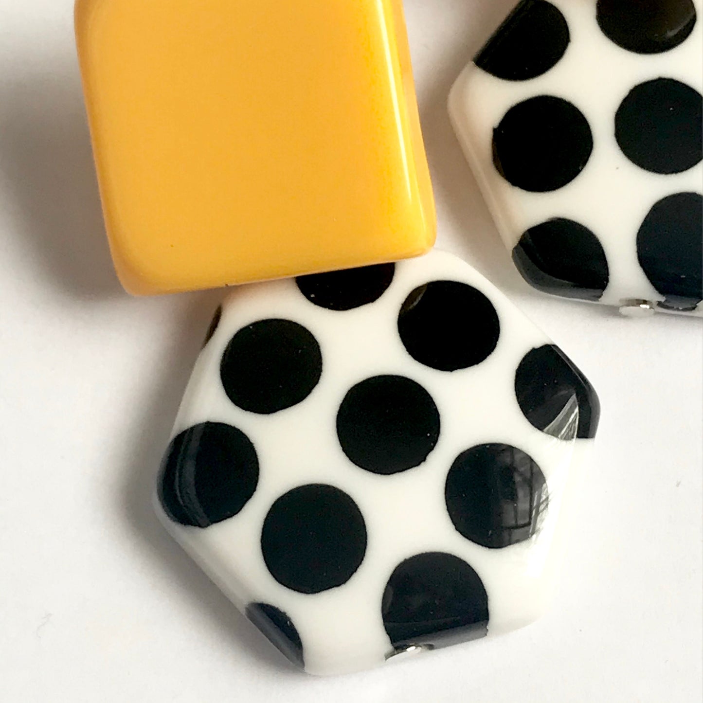 Bold Mustard Yellow & Spotty Drop Earrings - Mustard Earrings, Hanging Jewellery, Accessories, Minimalist Jewellery,Polka Dot Earrings,Spots