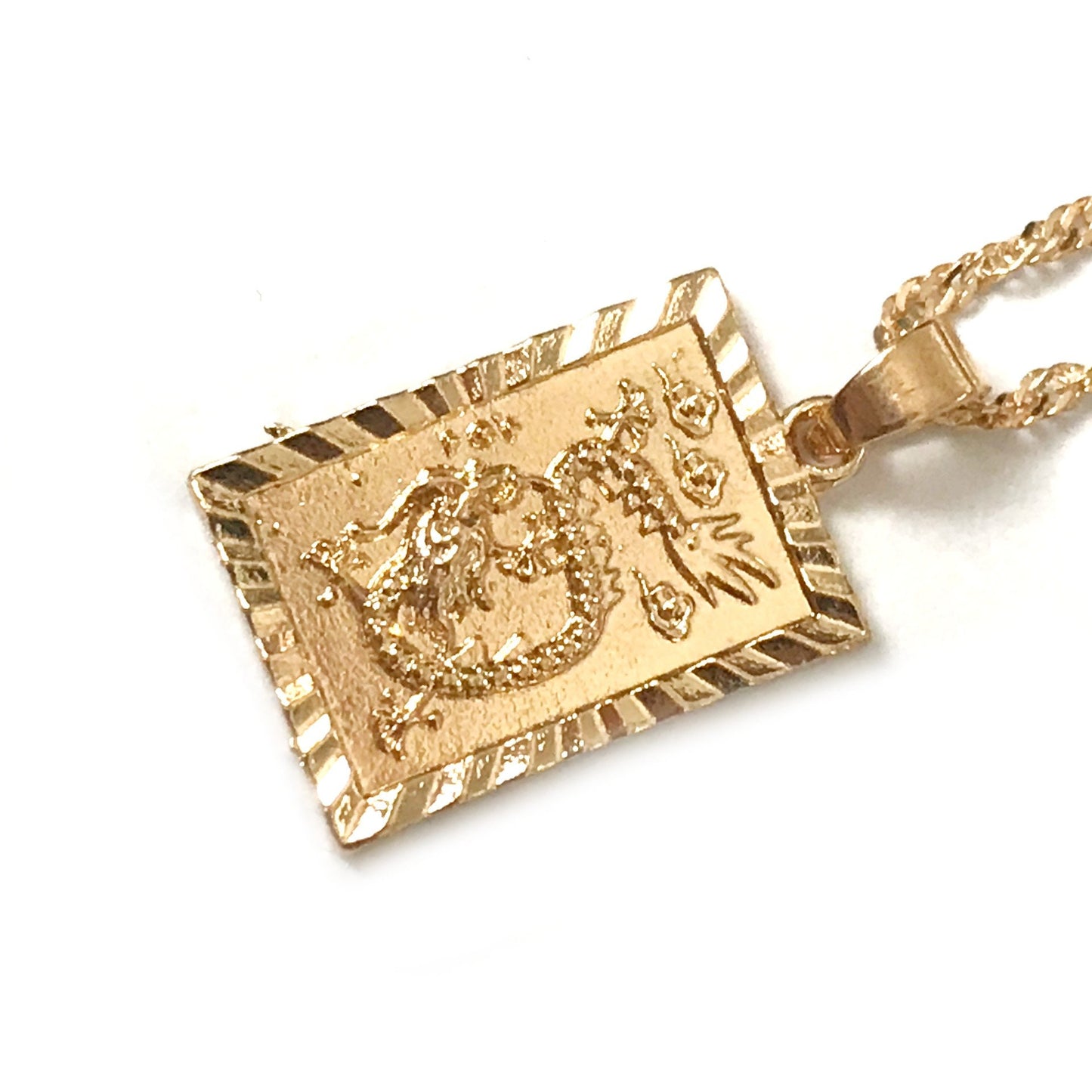 Gold Plated Dragon Necklace - Medallion, Jewellery, Accessories, Pendant Necklace, Drop Necklace, Charm Necklace,Dragon Charm Necklace