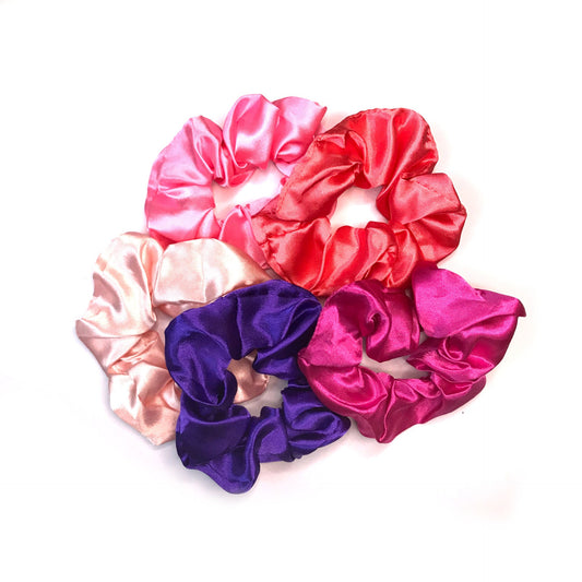 5 Pink Satin Scrunchies - Hair Scrunchies, Pink Scrunchies, Purple Scrunchie, Peach Scrunchie, Hair Bobbles,Hair Accessories,Snag Free, Pink
