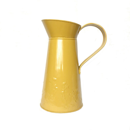 Metal Mustard Yellow Jug - Botanical Jug, Mustard Vase, Metal Jug, Flower Arranging, Decorative Jug, Homeware, Flowers,Home Decor