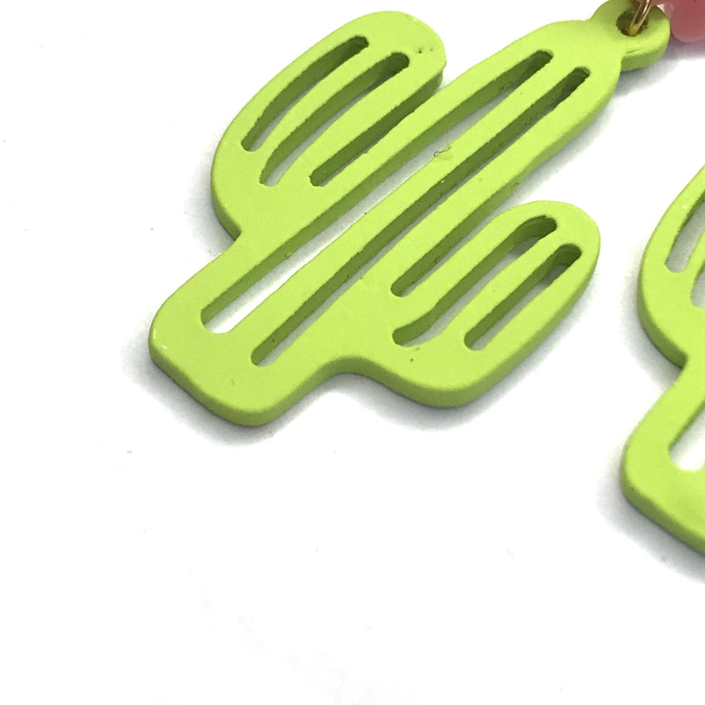 Cactus Drop Earrings - Hanging Jewellery, Accessories,Cactus Earrings,Cactus Jewlellery,Pink Flower Earrings,Green Cactus,Statement Earrings