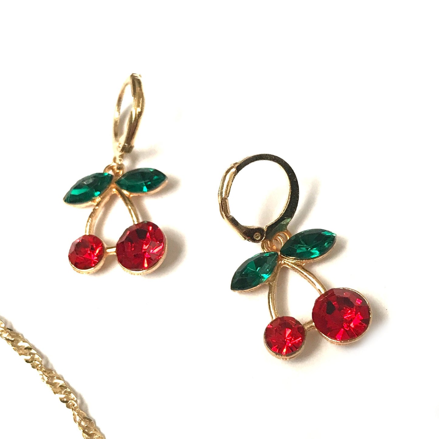 Cherry Jewellery Set - Hanging Jewellery, Accessories, Cherry Earrings, Cherry Jewlellery, Cherry Necklace,Red Jewellery Set,Green Jewellery