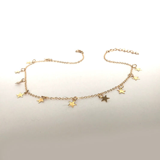 Gold Plated Star Choker Necklace - Jewellery, Accessories, Pendant Necklace, Choker Necklace, Charm Necklace, Star Charm Necklace