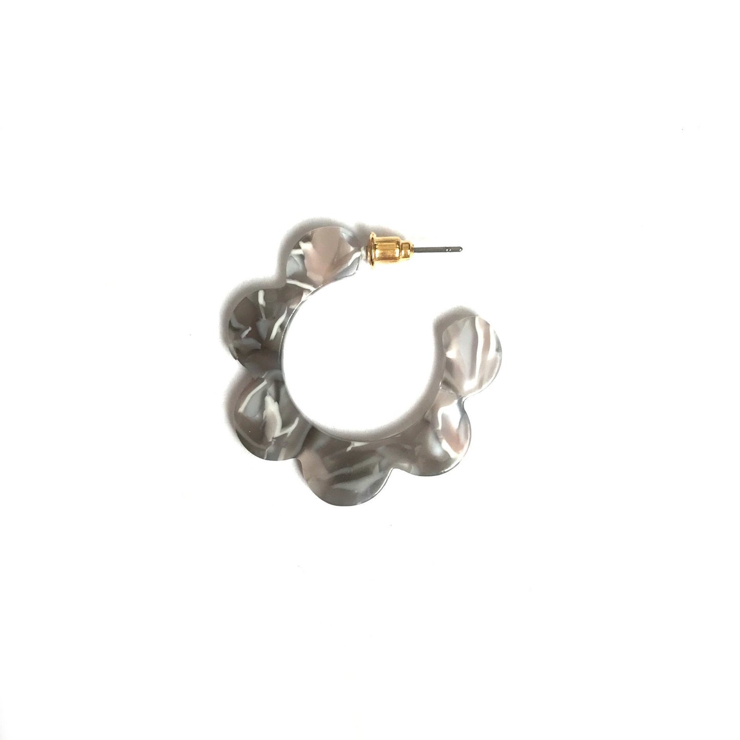 Matching Set Grey & White Hoop Earrings and Studs - Lightweight, Resin, Everyday,  Grey Earrings, Hoop Earrings,Stud Earrings,Jewellery Set
