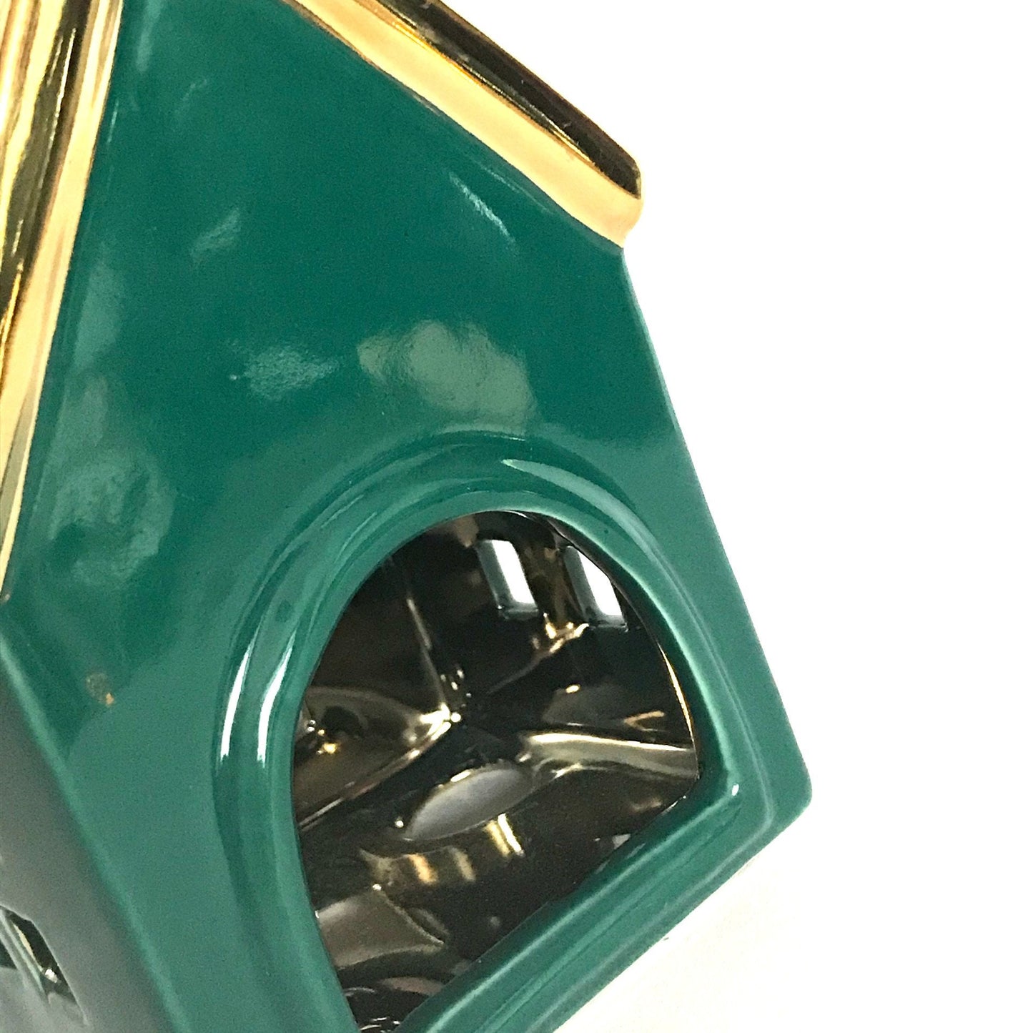 Ceramic Nordic House With Shiny Gold Roof - Home Decor, Home Living, Candle Holders, Homeware, Calming,Christmas decor,Gold Decor,Cozy Decor