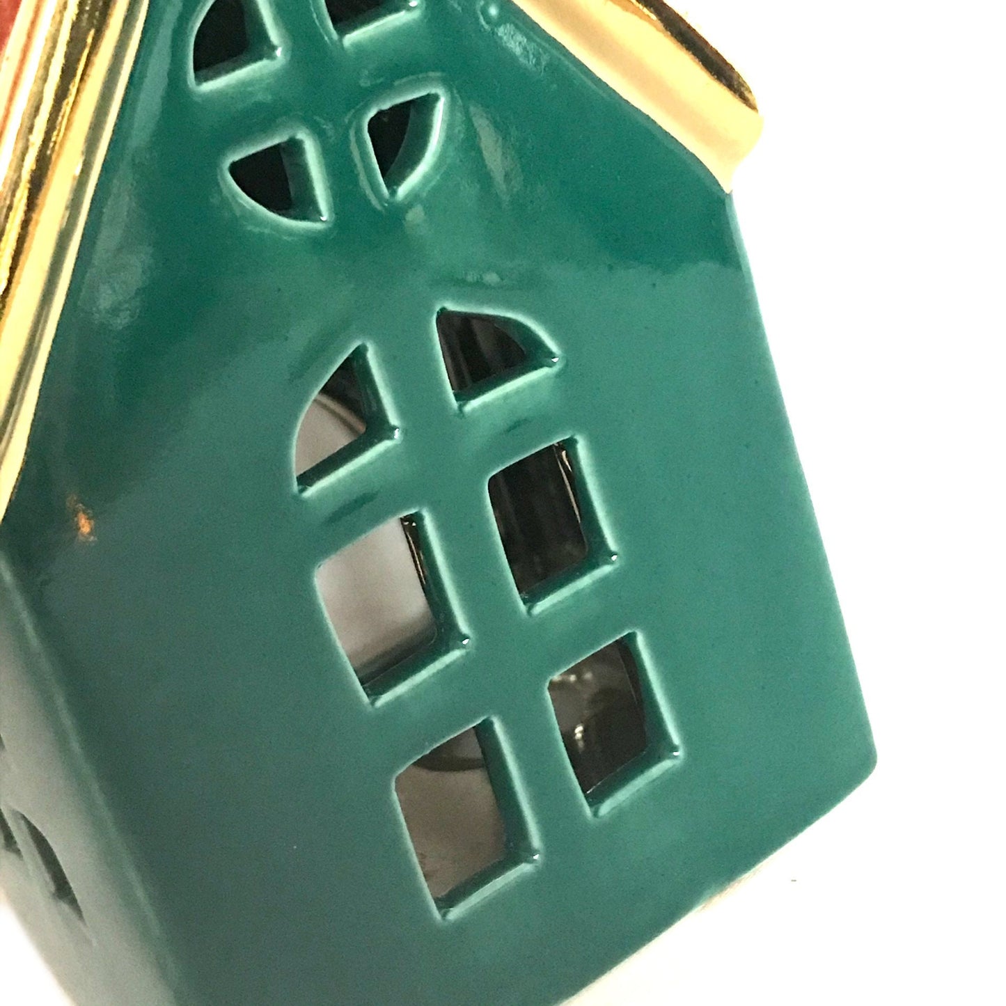 Ceramic Nordic House With Shiny Gold Roof - Home Decor, Home Living, Candle Holders, Homeware, Calming,Christmas decor,Gold Decor,Cozy Decor