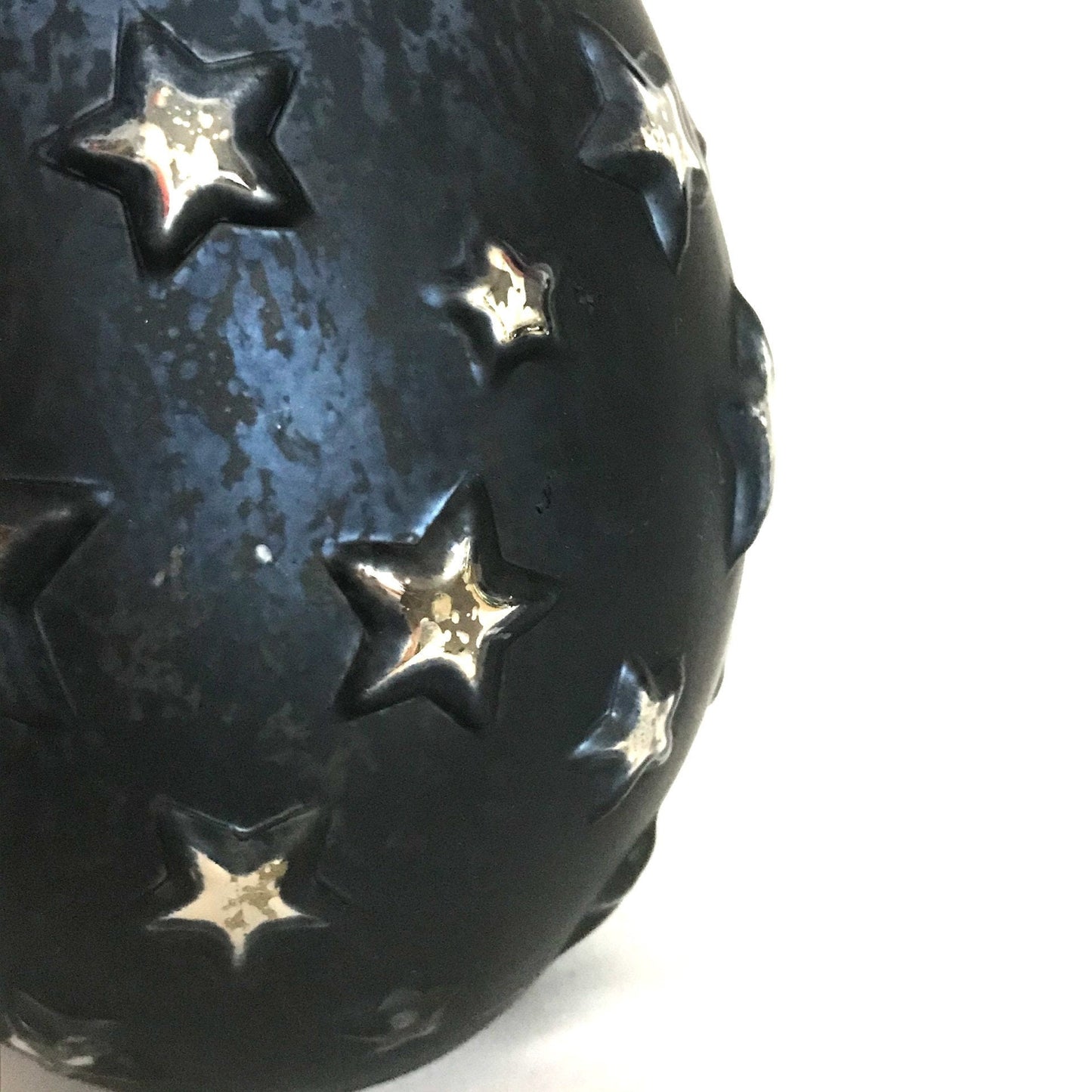 Midnight Blue Star Candle Pot - Home Decor, Home Living, Candle Holders, Homeware, Calming, Winter Decor, Christmas Decor, Antiqued Effect