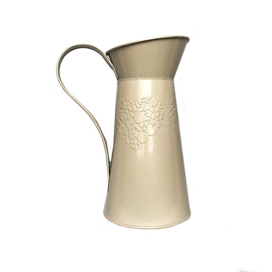 Metal Cream Jug - Botanical Jug, Cream Vase, Metal Jug, Flower Arranging, Decorative Jug, Homeware, Flowers,Home Decor, Beige Jug, White