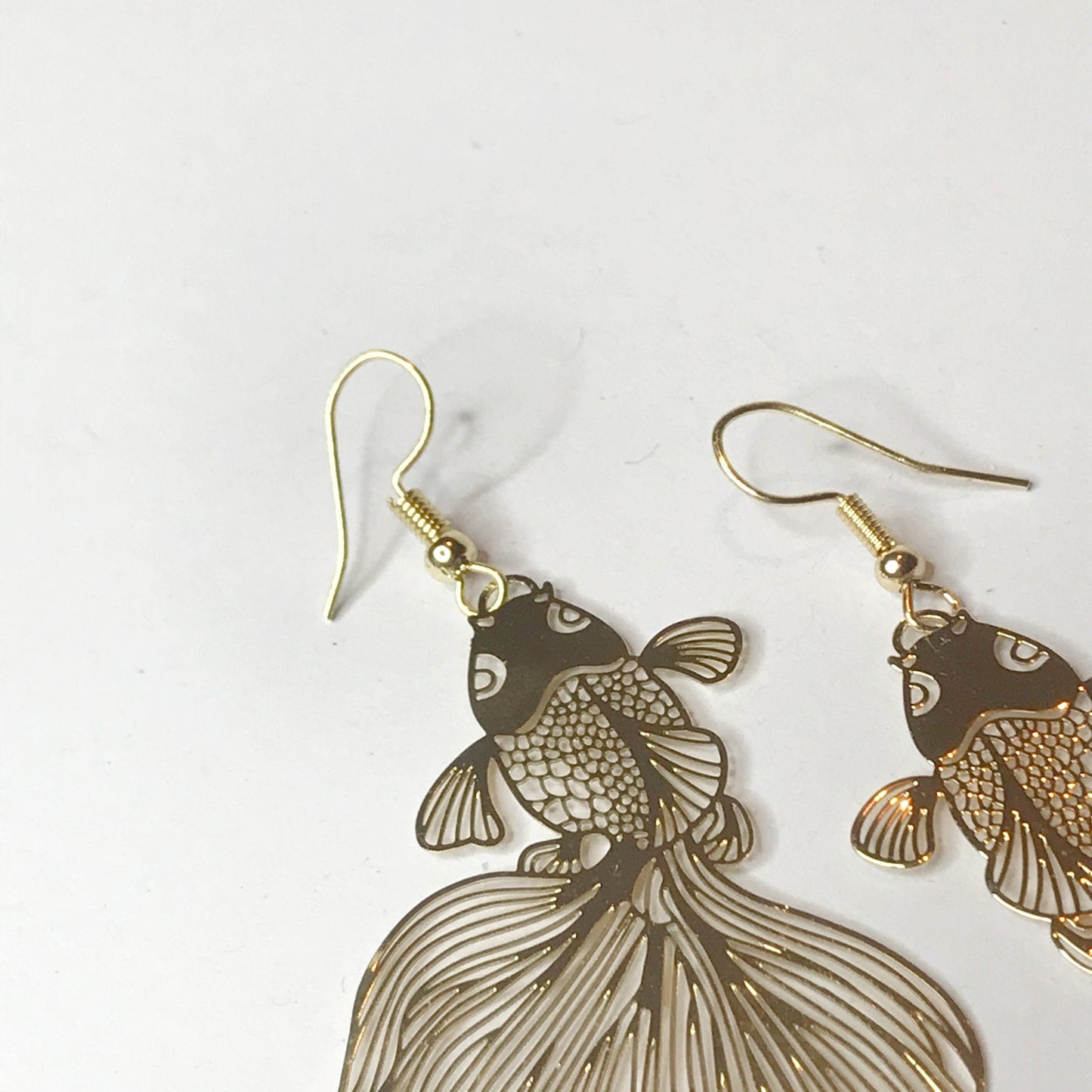 Gold Koi Fish Drop Earrings - Koi Earrings, Gold Drop Earrings, Gold Jewellery, Koi Fish Jewellery, Novelty, Funky Jewellery,Dangle Earrings