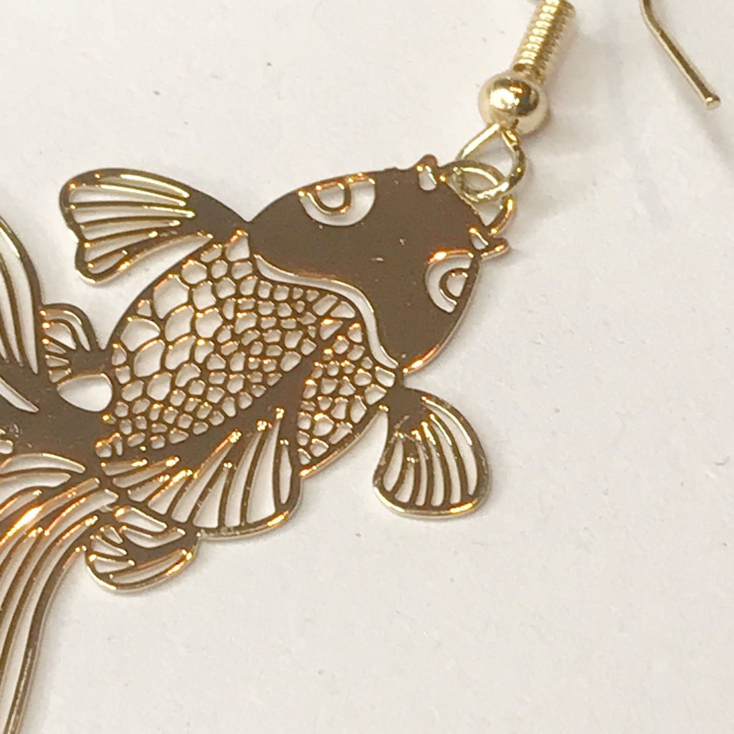 Gold Koi Fish Drop Earrings - Koi Earrings, Gold Drop Earrings, Gold Jewellery, Koi Fish Jewellery, Novelty, Funky Jewellery,Dangle Earrings