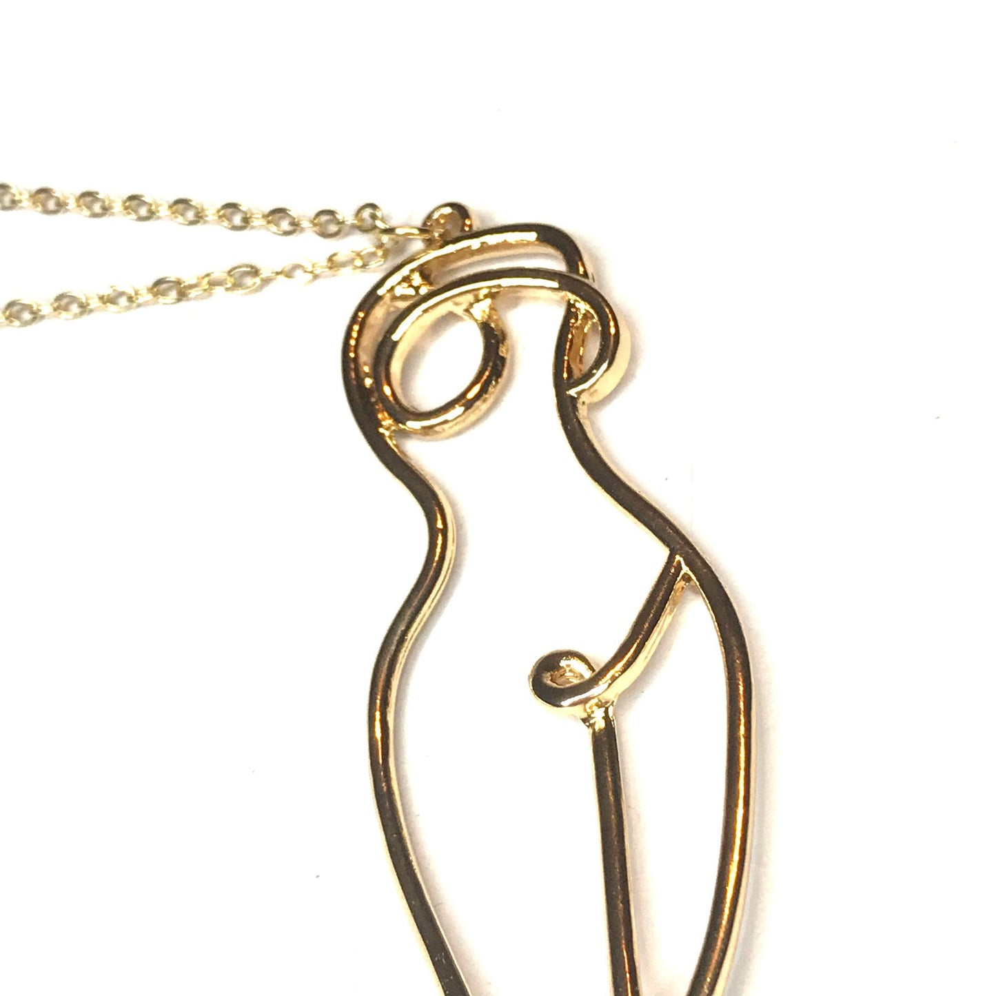 Gold Abstract Body Outline Necklace - Art Feminist Necklace,Liberal Art Jewelry,Long Necklace,Novelty,Funky Jewellery,Picasso Body Necklace
