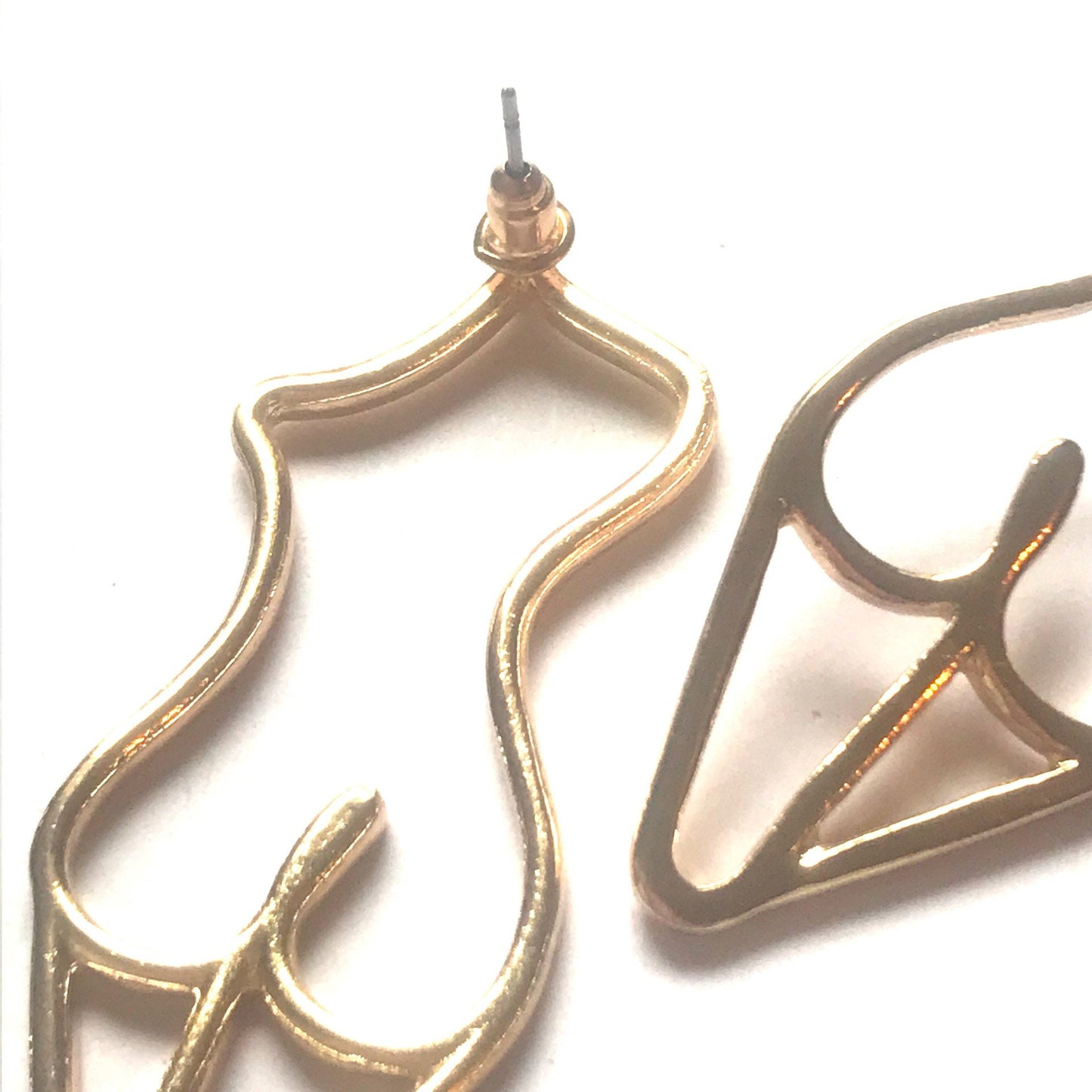 Gold Abstract Body Outline Drop Earrings - Art Feminist Earrings, Liberal Art Jewelry,Novelty,Funky Jewellery,Picasso Body Earring, Wire