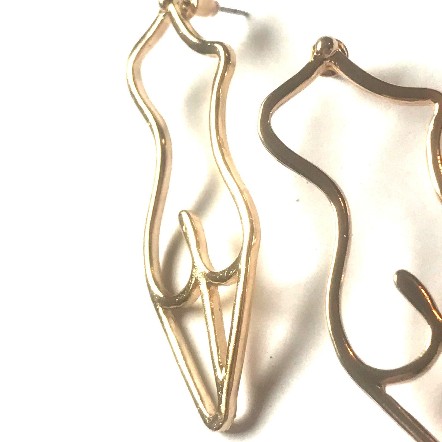 Gold Abstract Body Outline Drop Earrings - Art Feminist Earrings, Liberal Art Jewelry,Novelty,Funky Jewellery,Picasso Body Earring, Wire
