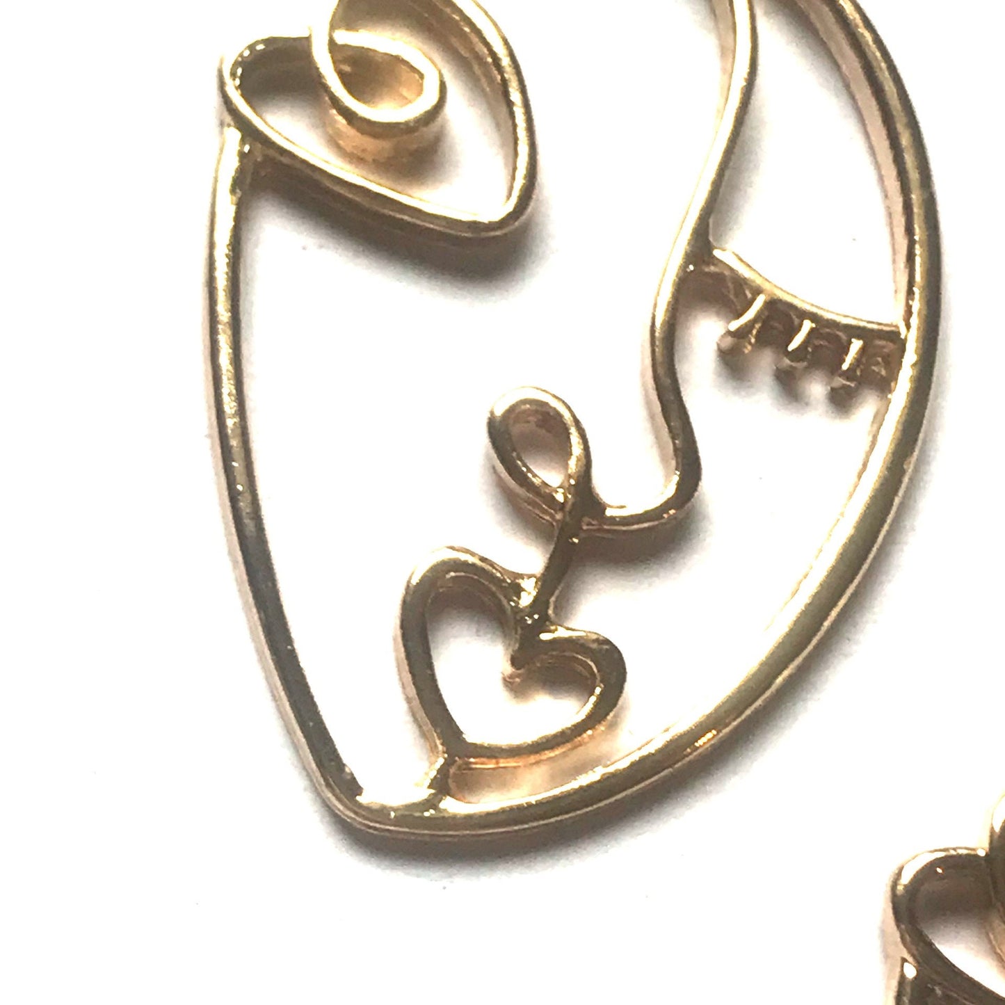 Gold Plated Hollow Out Face Charm Drop Earrings - Feminist Earrings, Abstract Face Earrings, High Polished, Hanging Jewellery, Accessories