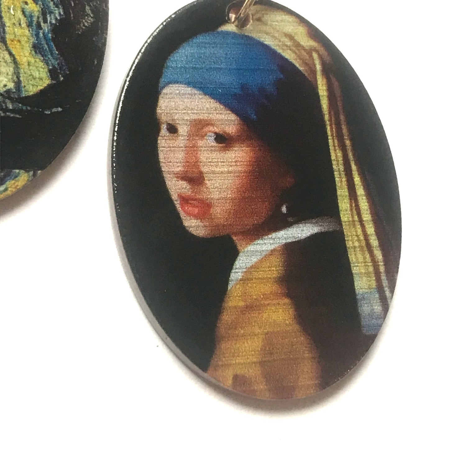 Famous Painting Charm Drop Earrings - The girl with the Pearl Earring, Hanging Jewellery, Accessories, Starry Night Painting, Art Lover Gift