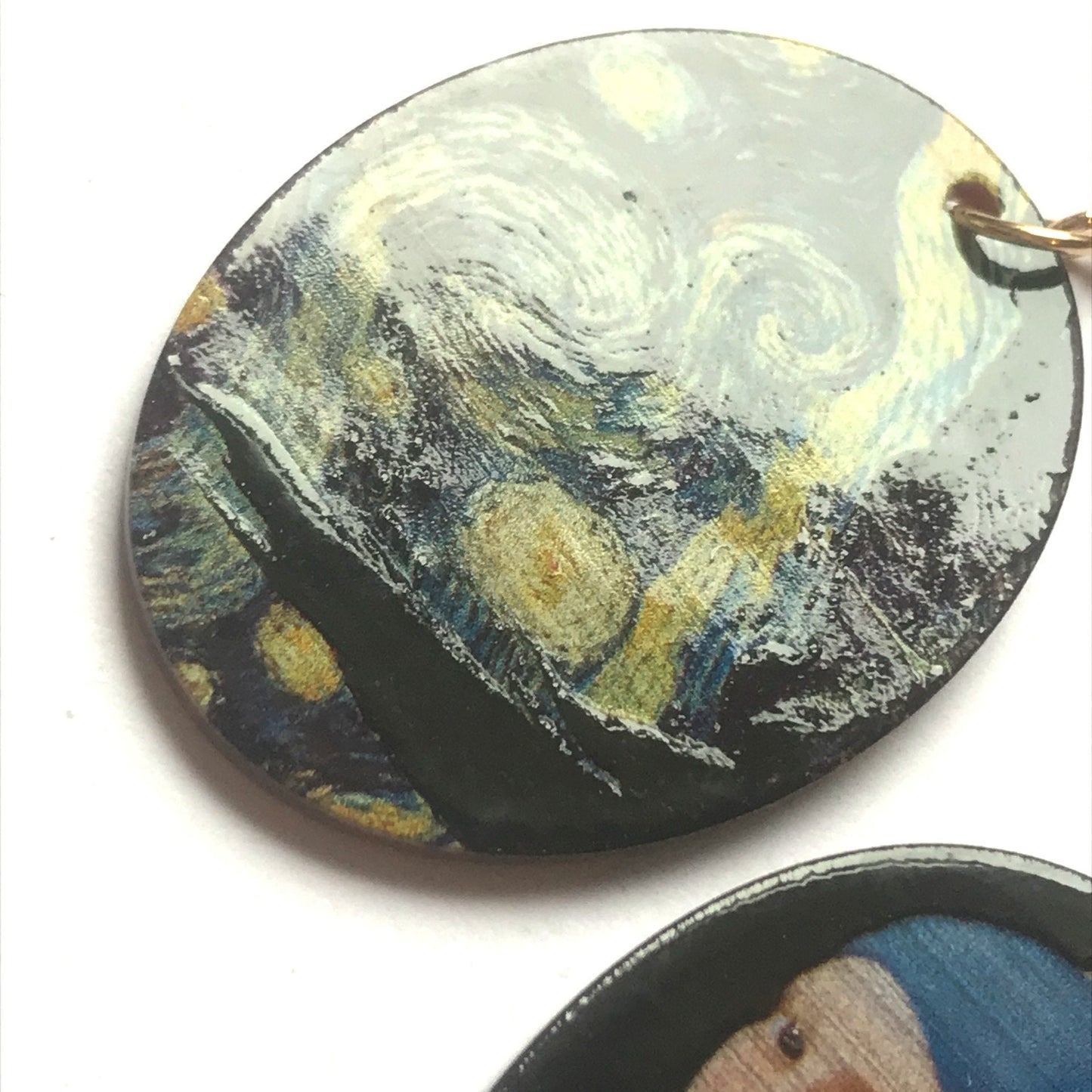 Famous Painting Charm Drop Earrings - The girl with the Pearl Earring, Hanging Jewellery, Accessories, Starry Night Painting, Art Lover Gift