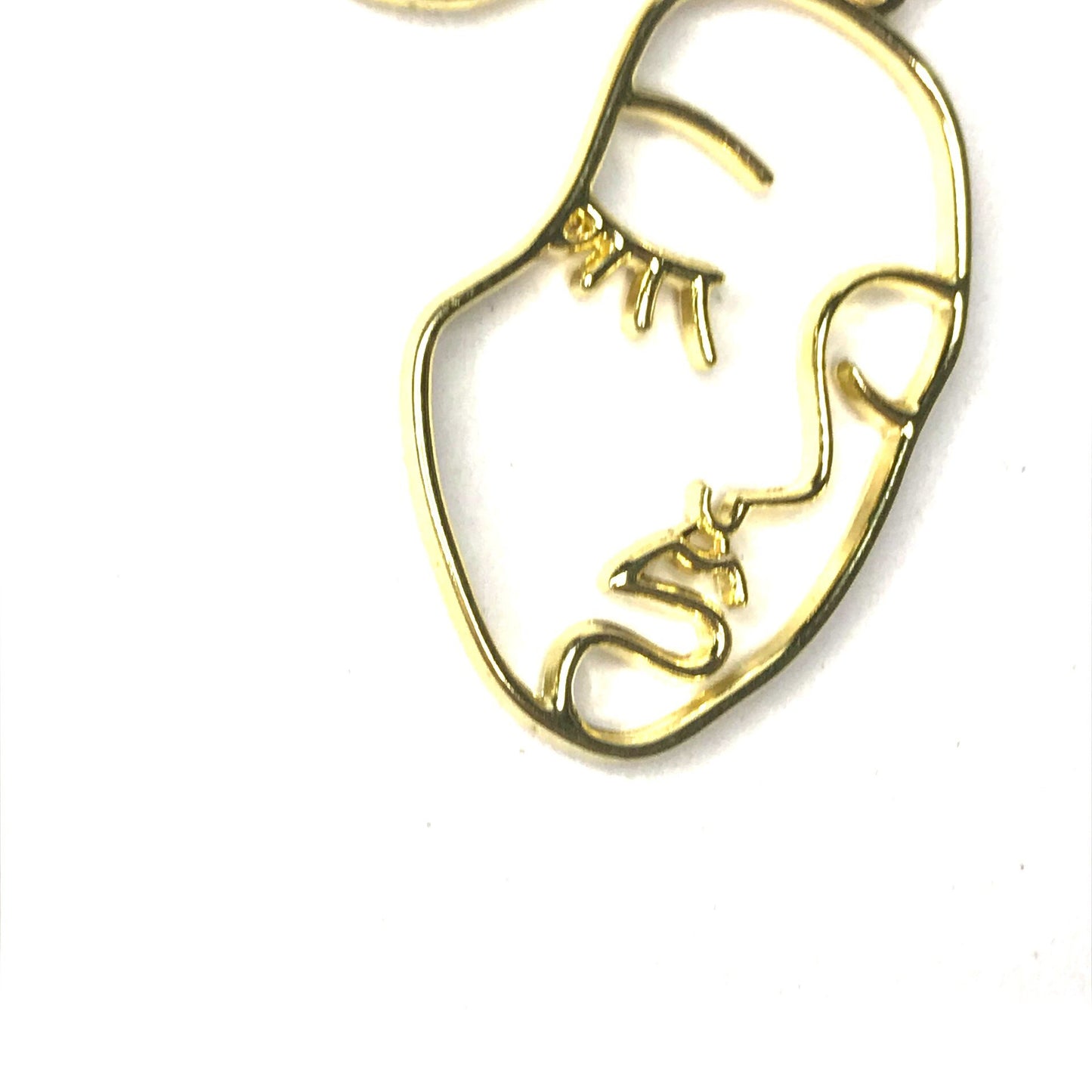 Gold Plated Hollow Out Face Charm Drop Earrings - Feminist Earrings, Abstract Face Earrings, High Polished, Hanging Jewellery, Accessories