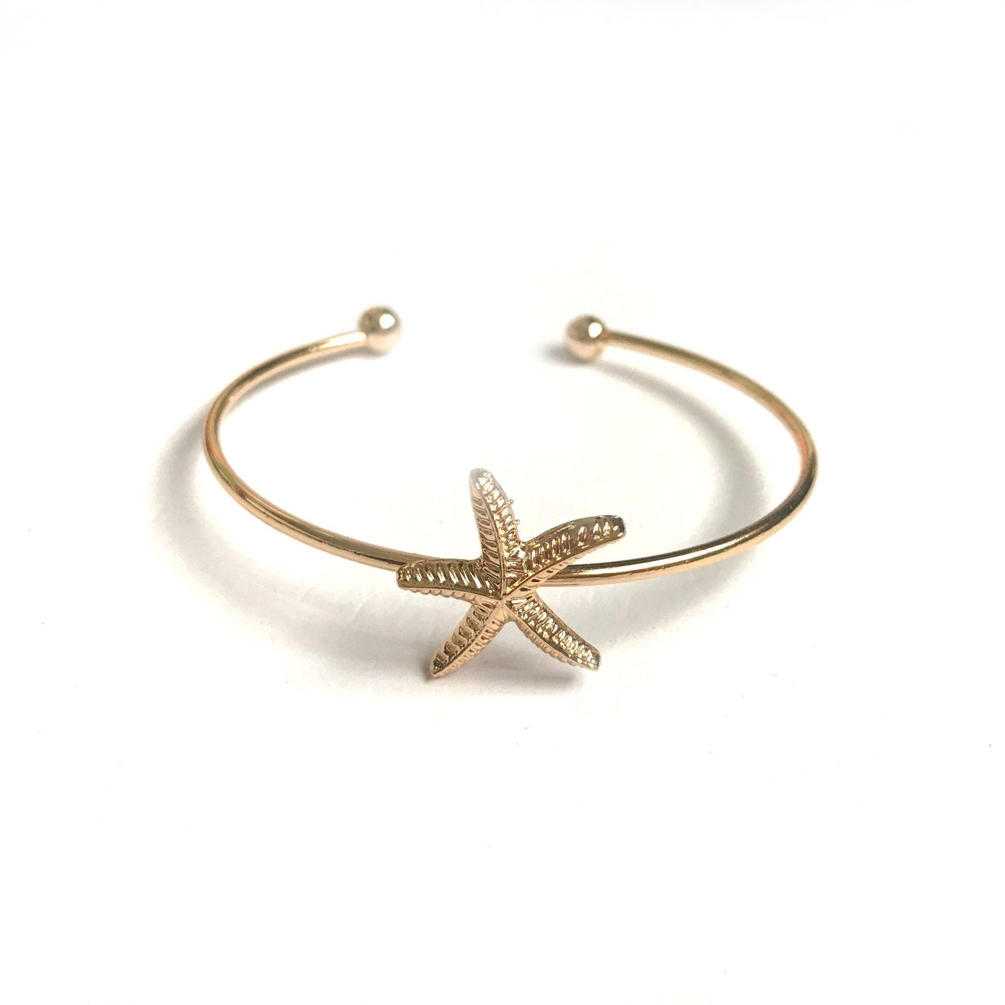 Gold Starfish Bangle Bracelet