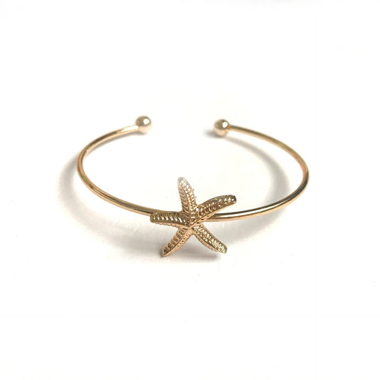 Gold Starfish Bangle Bracelet