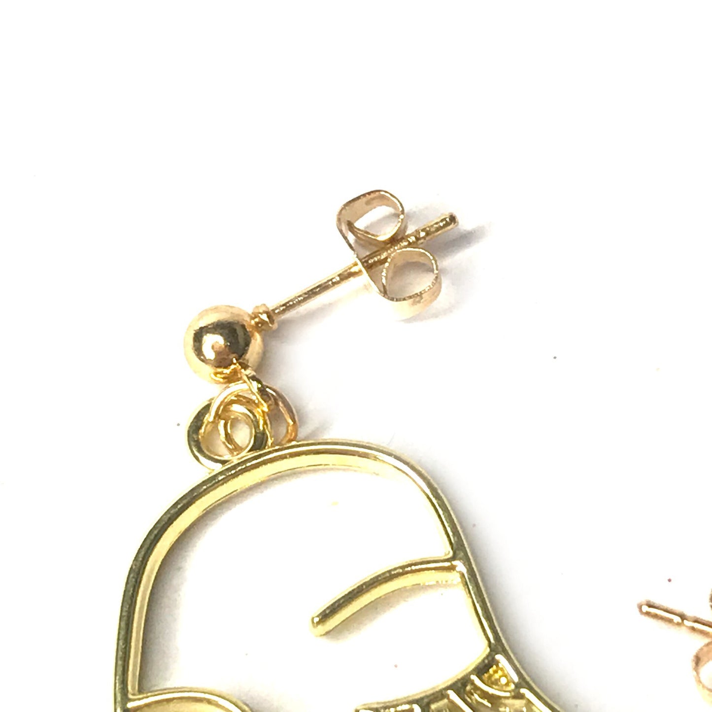 Gold Plated Hollow Out Face Charm Drop Earrings - Feminist Earrings, Abstract Face Earrings, High Polished, Hanging Jewellery, Accessories