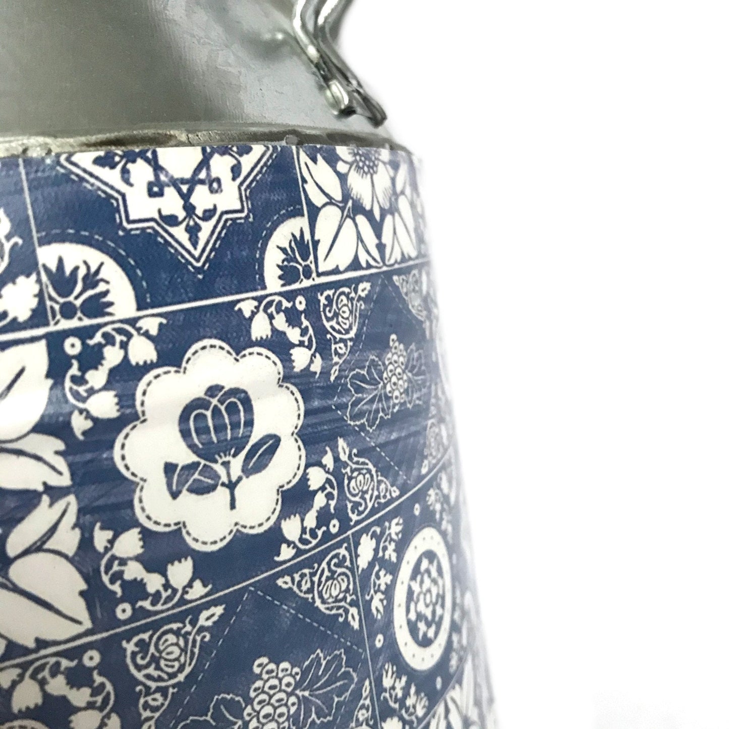 Morocco Style Metal Blue & White Churn - Morocco Churn, Blue Vase, Metal Jug, Flower Arranging, Decorative Jug, Homeware, Flowers,Home Decor
