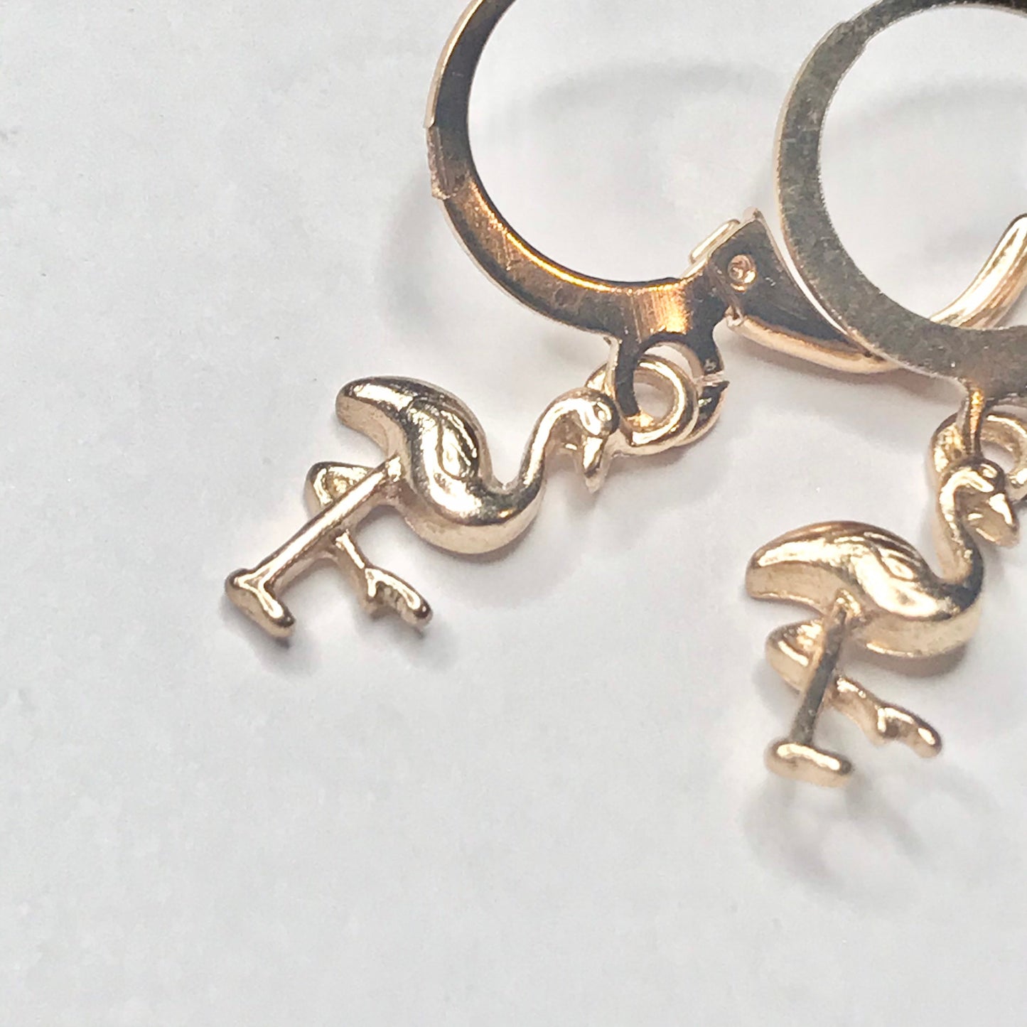 Gold Plated Flamingo Drop Earrings -  Abstract Earrings,Unique Earrings,Hanging Jewellery,Gold Accessories,Gold Jewellery,Gold Earrings