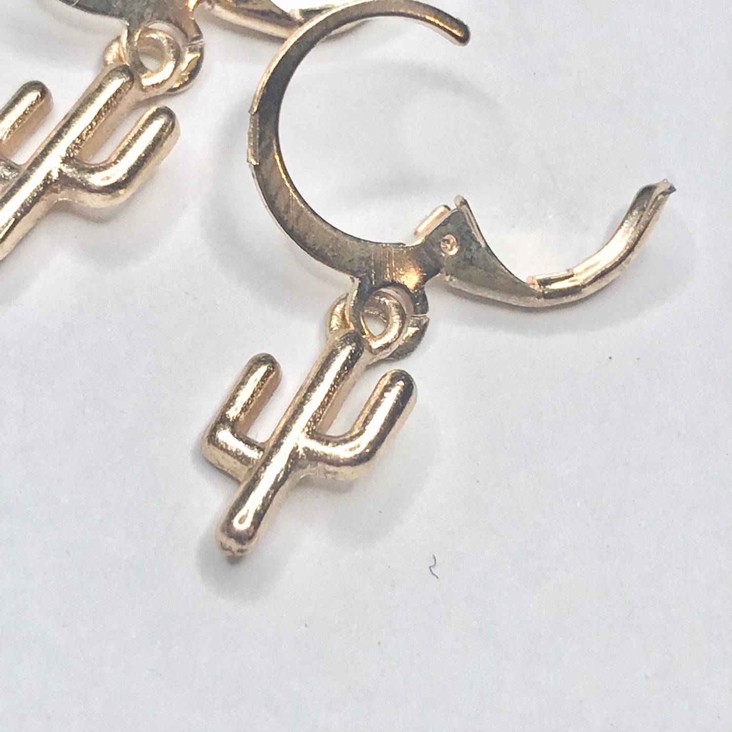 Gold Plated Cactus Drop Earrings -  Abstract Earrings,Unique Earrings,Hanging Jewellery,Gold Accessories,Gold Jewellery,Gold Earrings