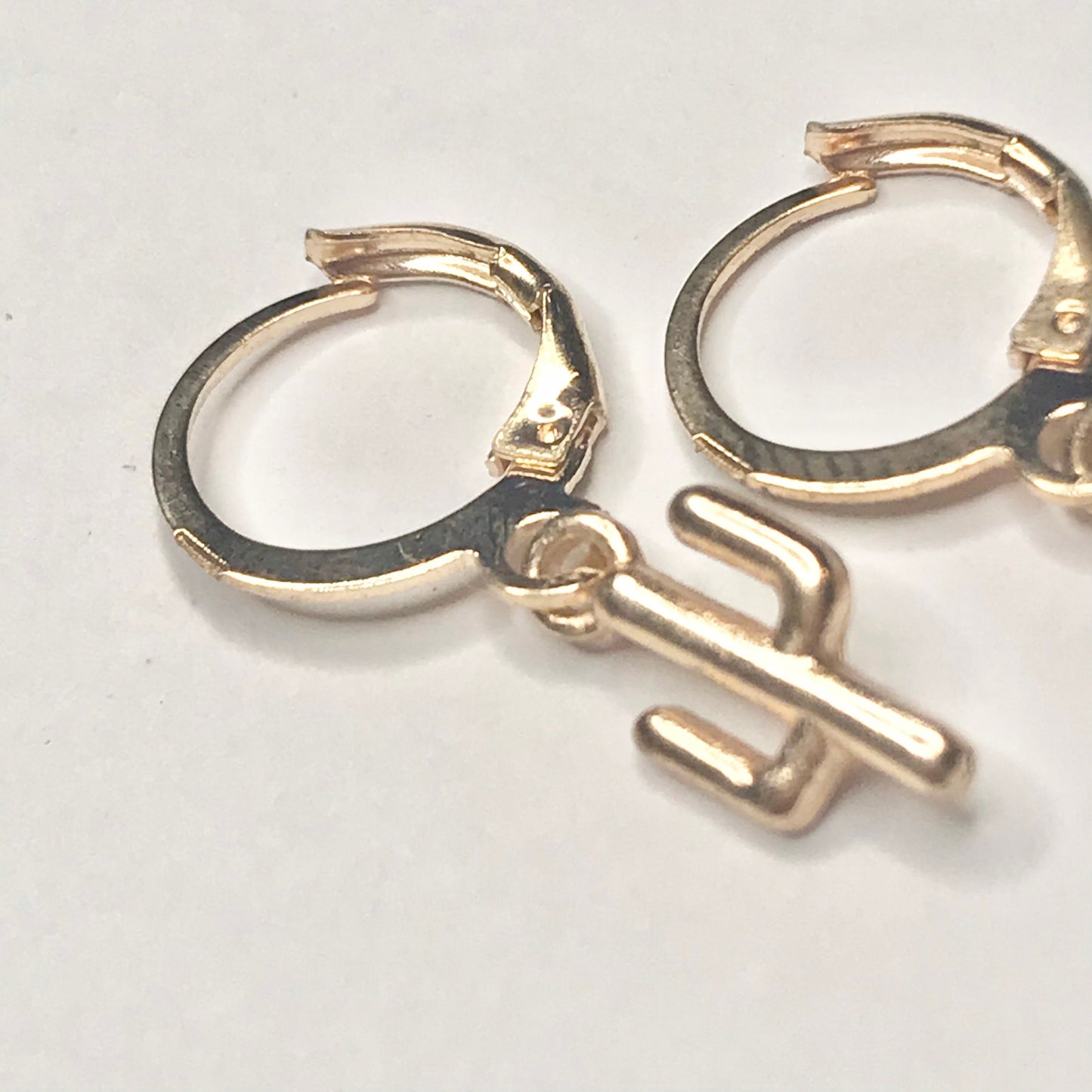 Gold Plated Cactus Drop Earrings -  Abstract Earrings,Unique Earrings,Hanging Jewellery,Gold Accessories,Gold Jewellery,Gold Earrings