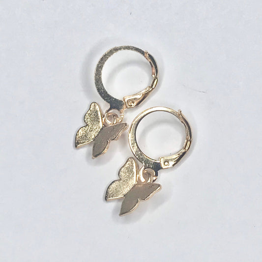 Gold Plated Butterfly Drop Earrings -  Abstract Earrings,Unique Earrings,Hanging Jewellery,Gold Accessories,Gold Jewellery,Gold Earrings
