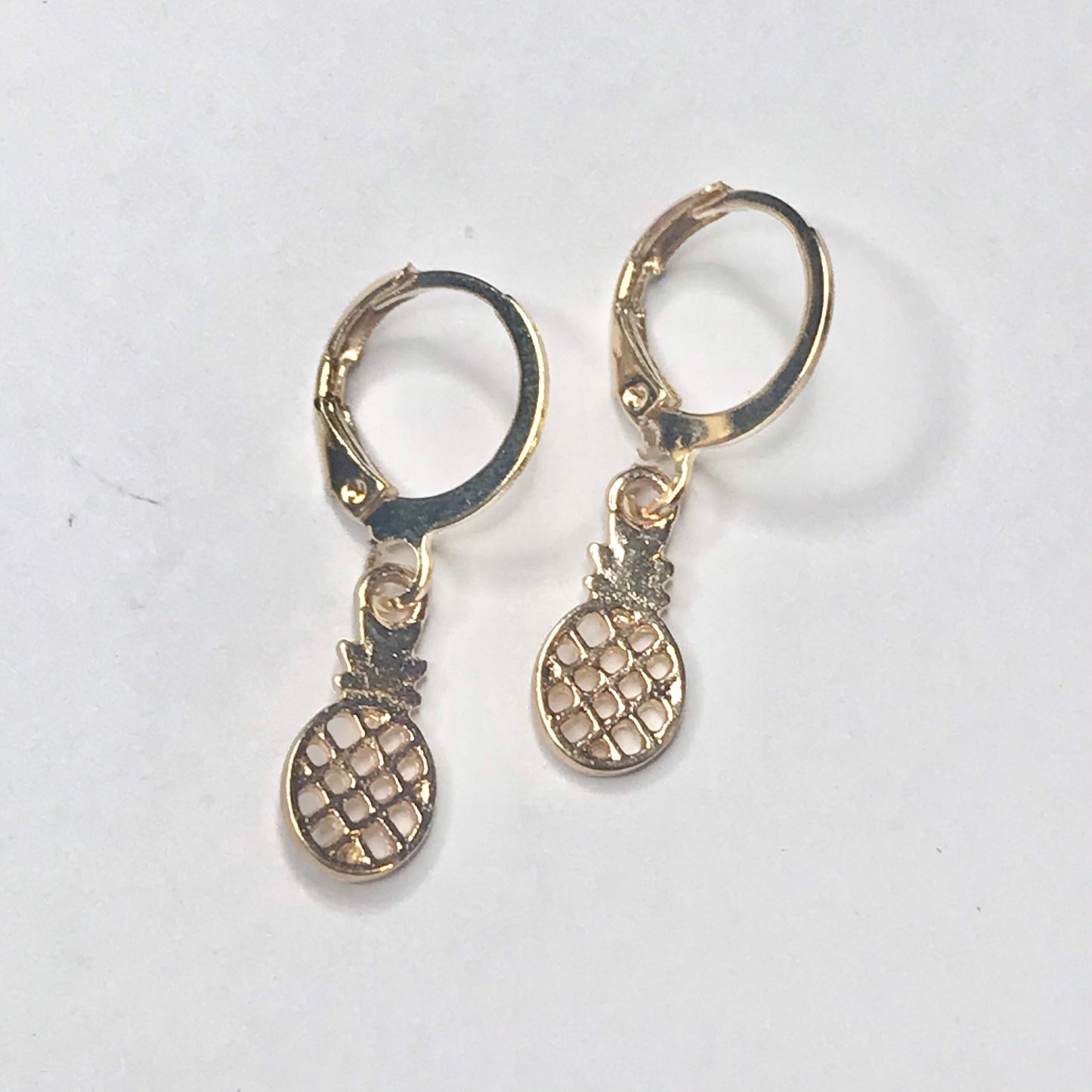 Gold Plated Pineapple Drop Earrings -  Abstract Earrings,Unique Earrings,Hanging Jewellery,Gold Accessories,Gold Jewellery,Gold Earrings