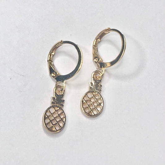 Gold Plated Pineapple Drop Earrings -  Abstract Earrings,Unique Earrings,Hanging Jewellery,Gold Accessories,Gold Jewellery,Gold Earrings